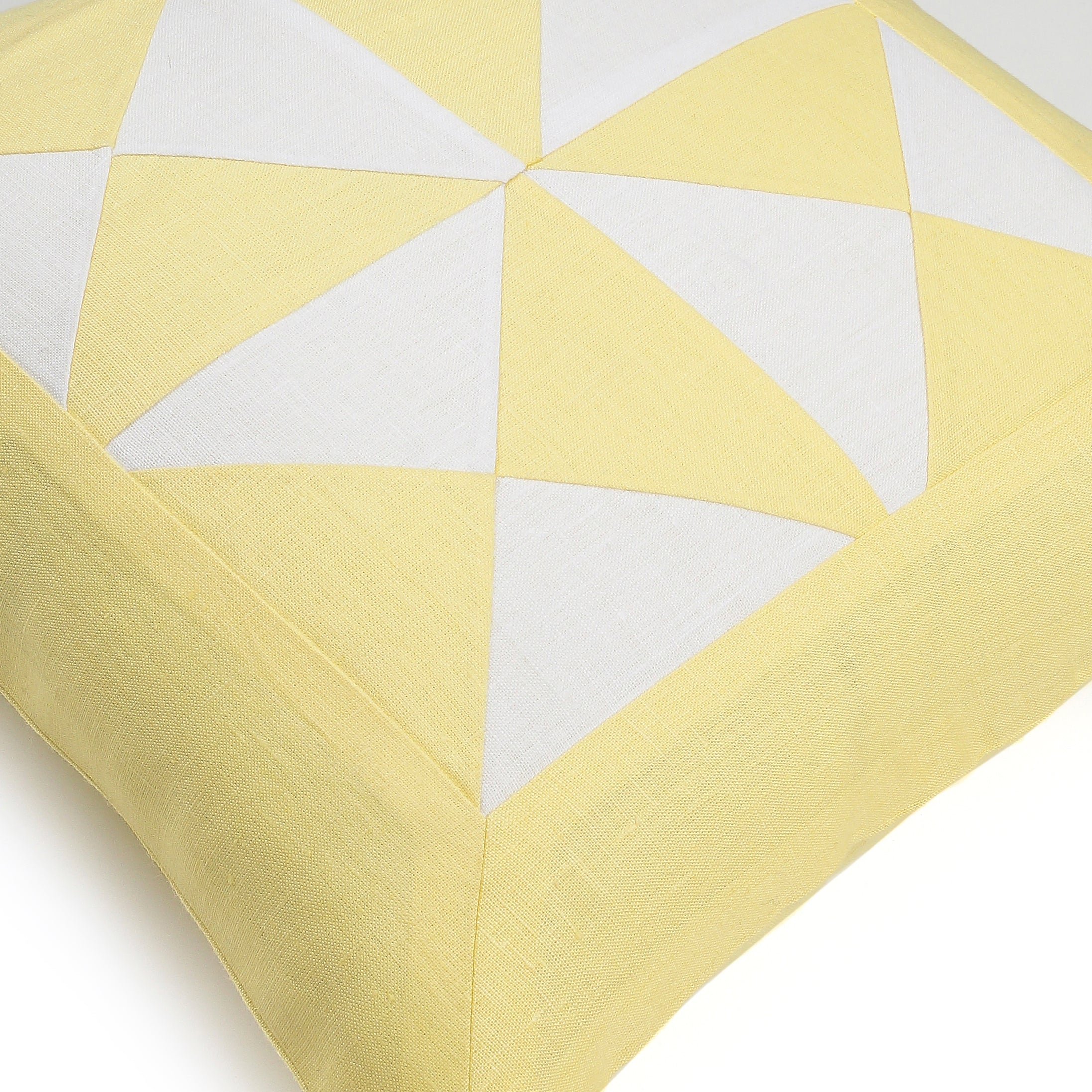 La Jolie Linen Pillow Cover - Lemon Yellow and White