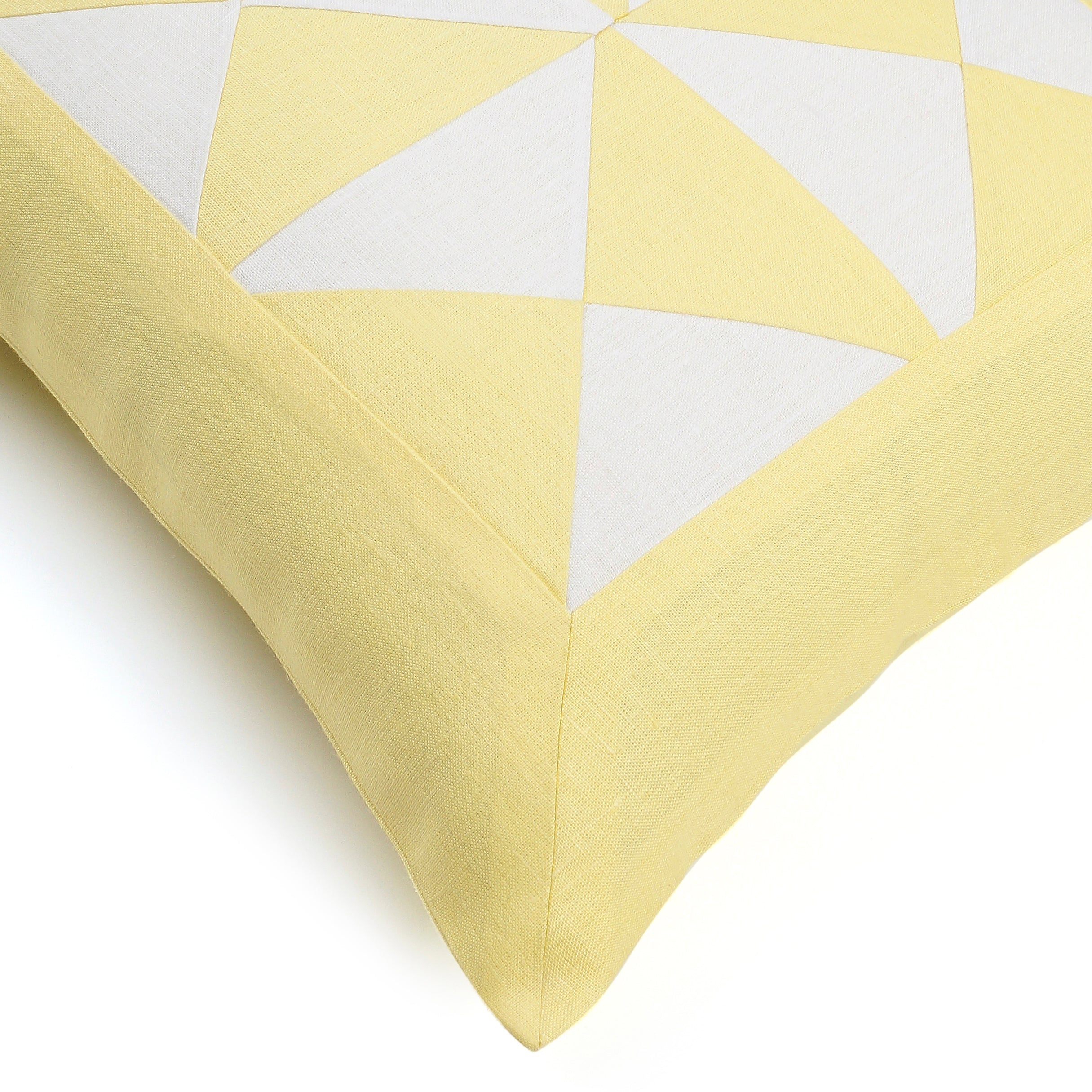 La Jolie Linen Pillow Cover - Lemon Yellow and White