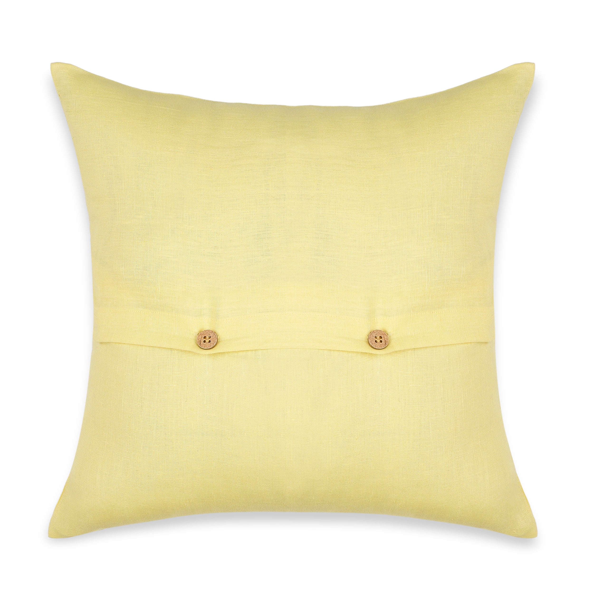 La Jolie Linen Pillow Cover - Lemon Yellow and White