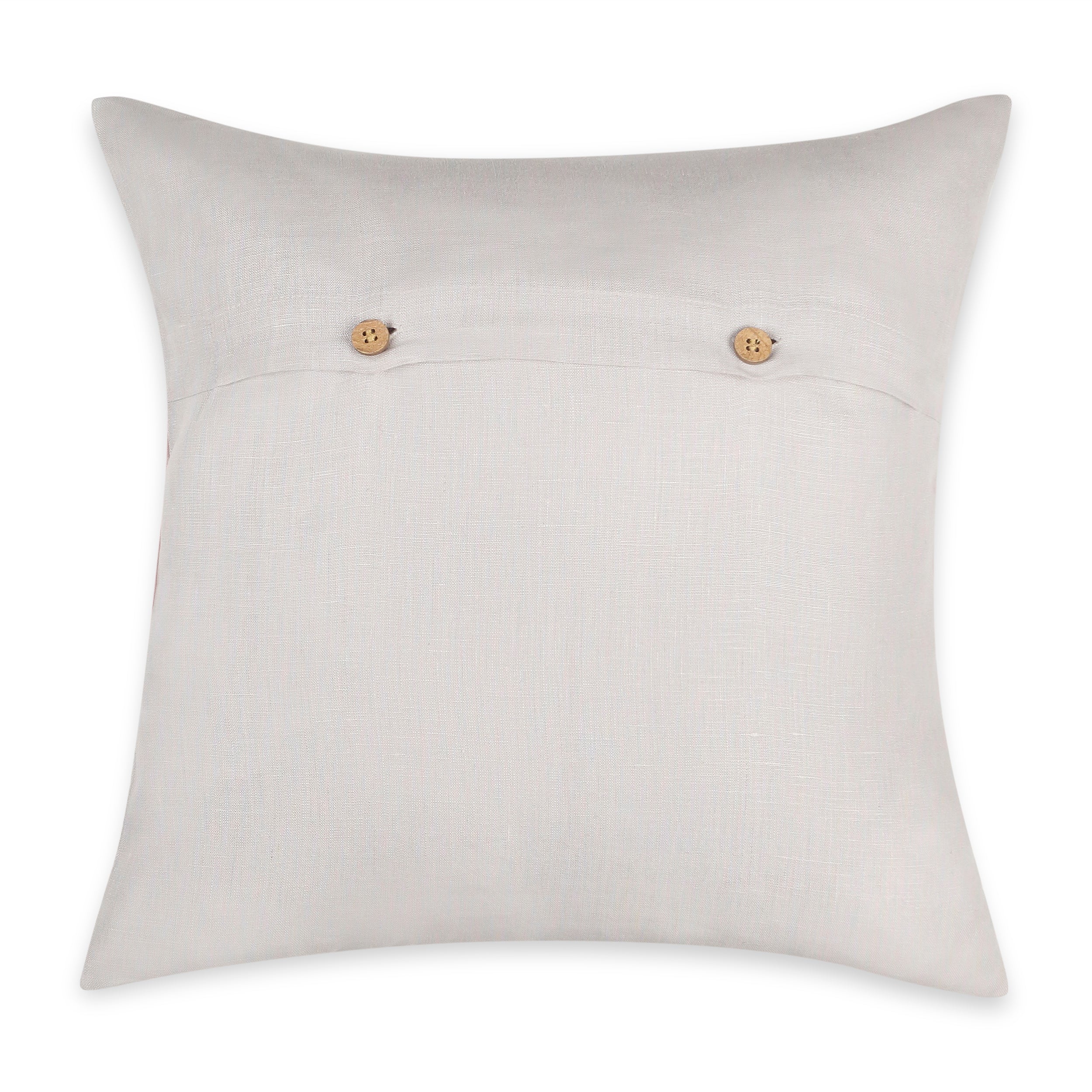 Bow Bliss Linen Pillow Cover - Silver Grey and Dusty Pink