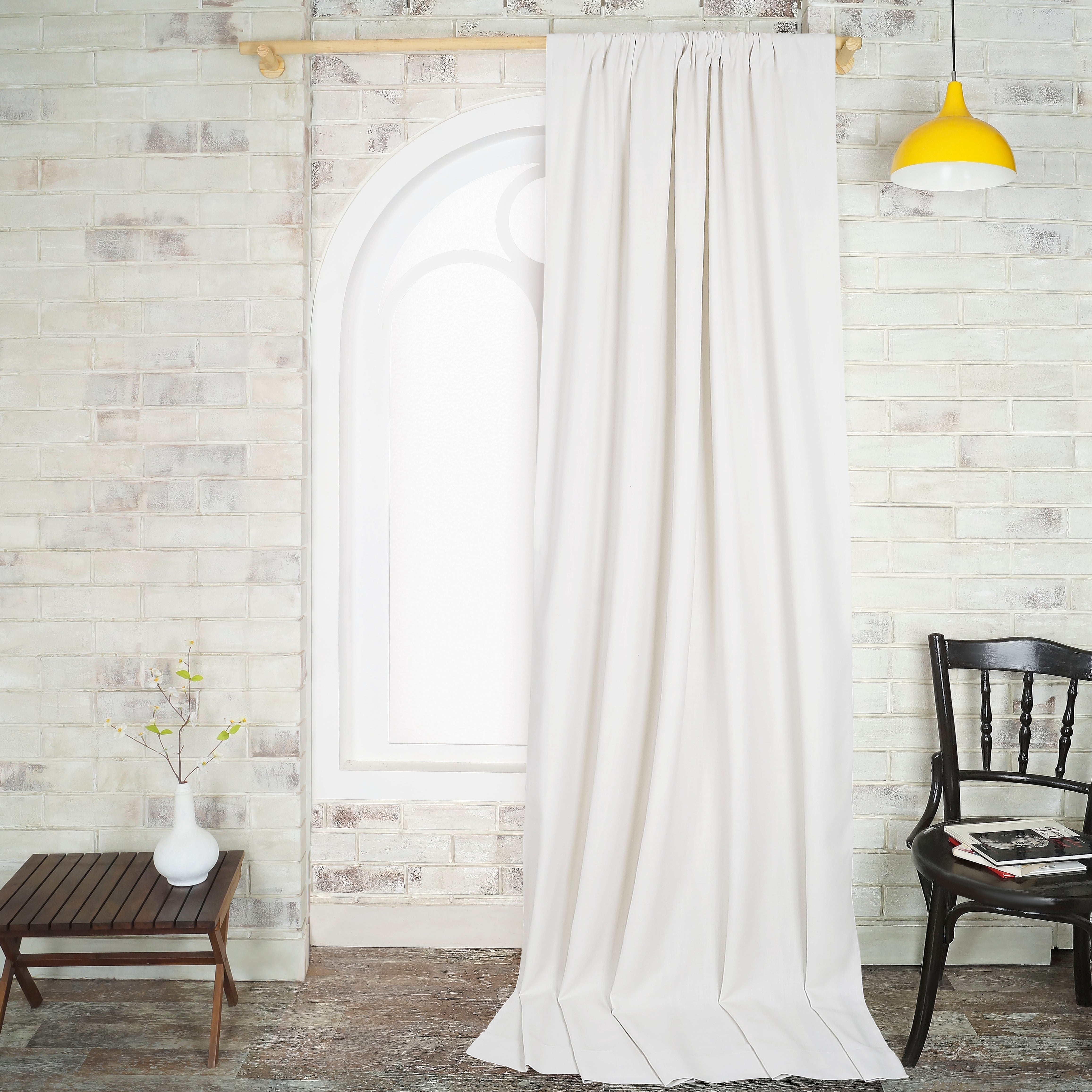 Chambray Cream & White Faux Linen Curtain - 