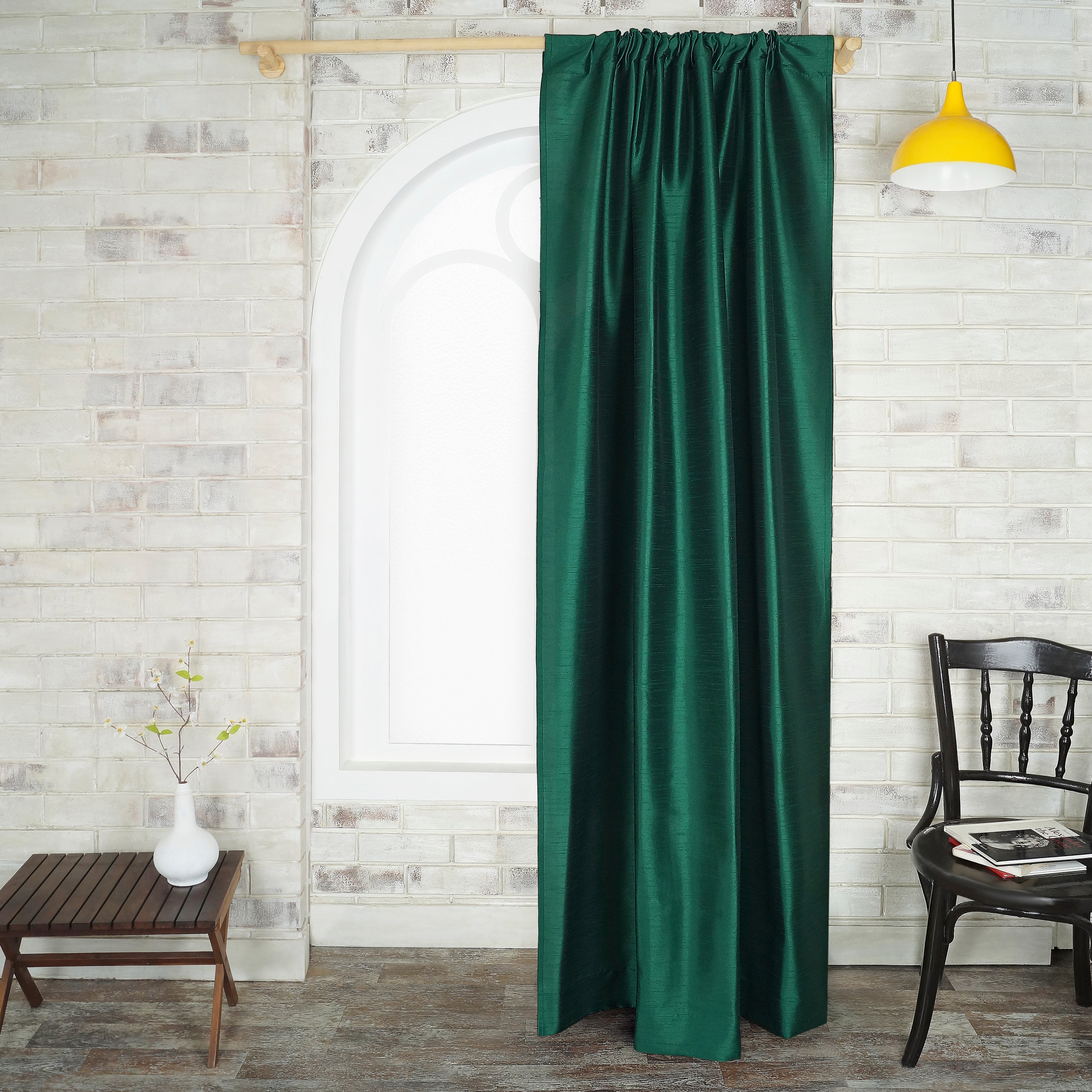 Emerald Green Vegan Silk Curtain - 