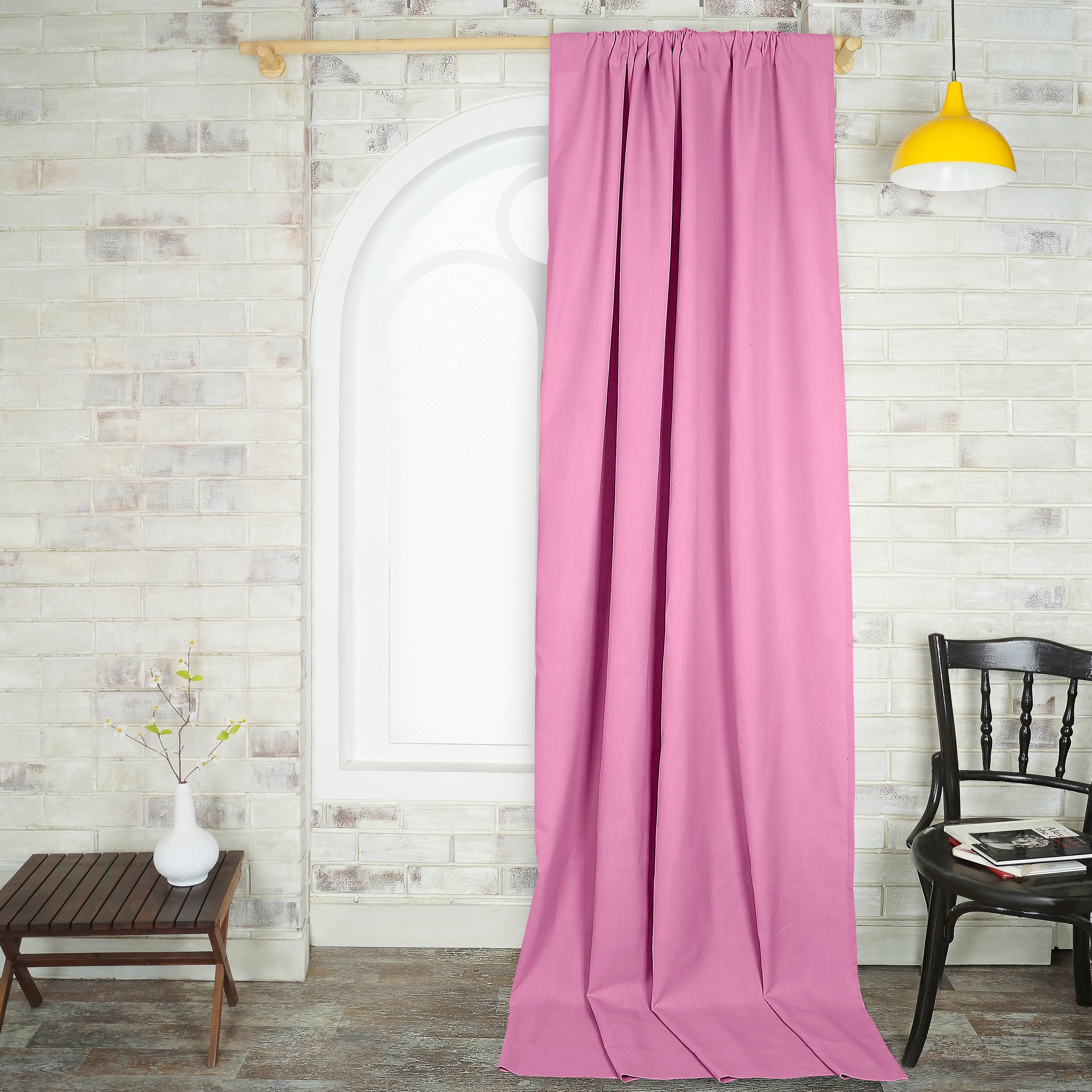 Bubblegum Pink Faux Linen Curtain - 