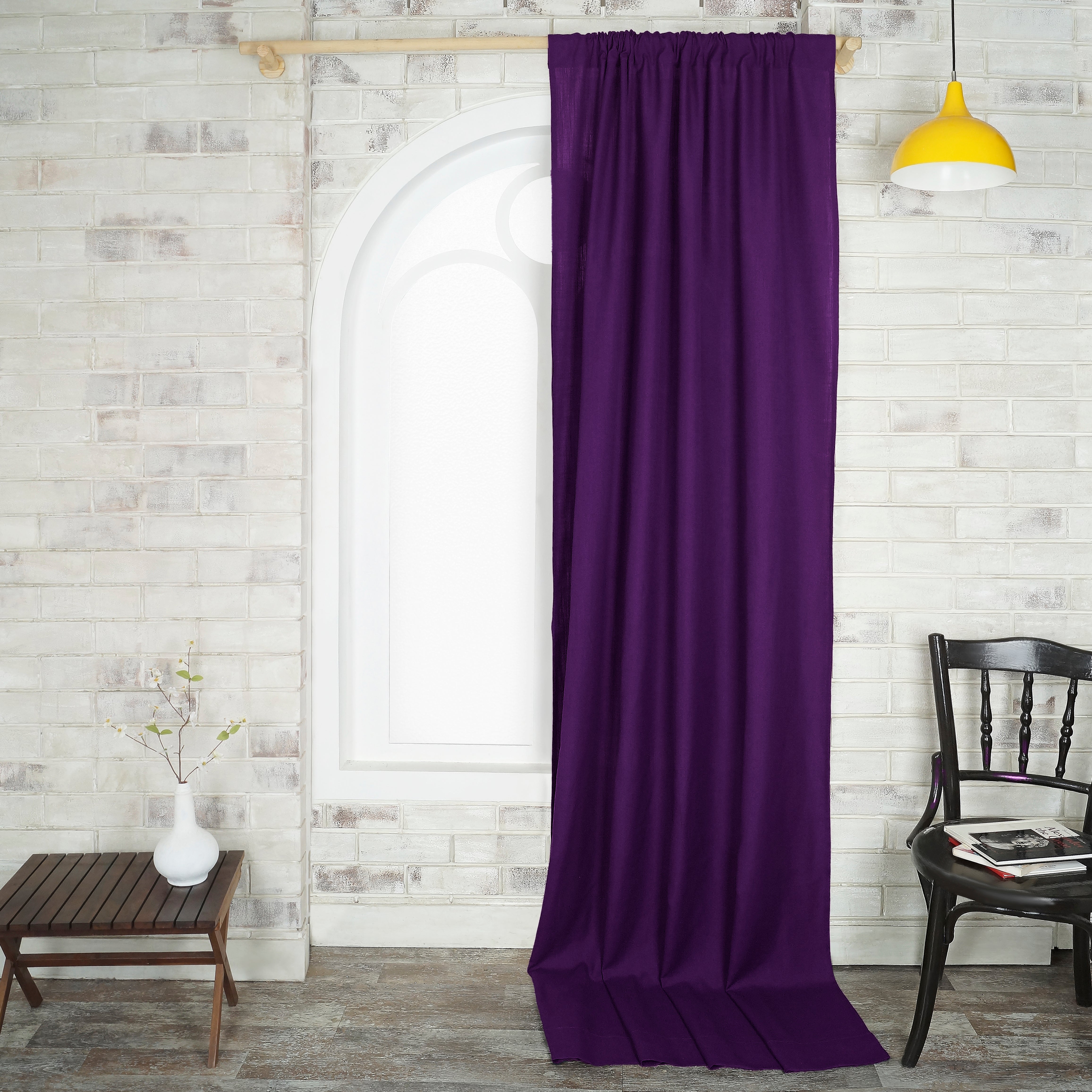 Purple Faux Linen Curtain - 