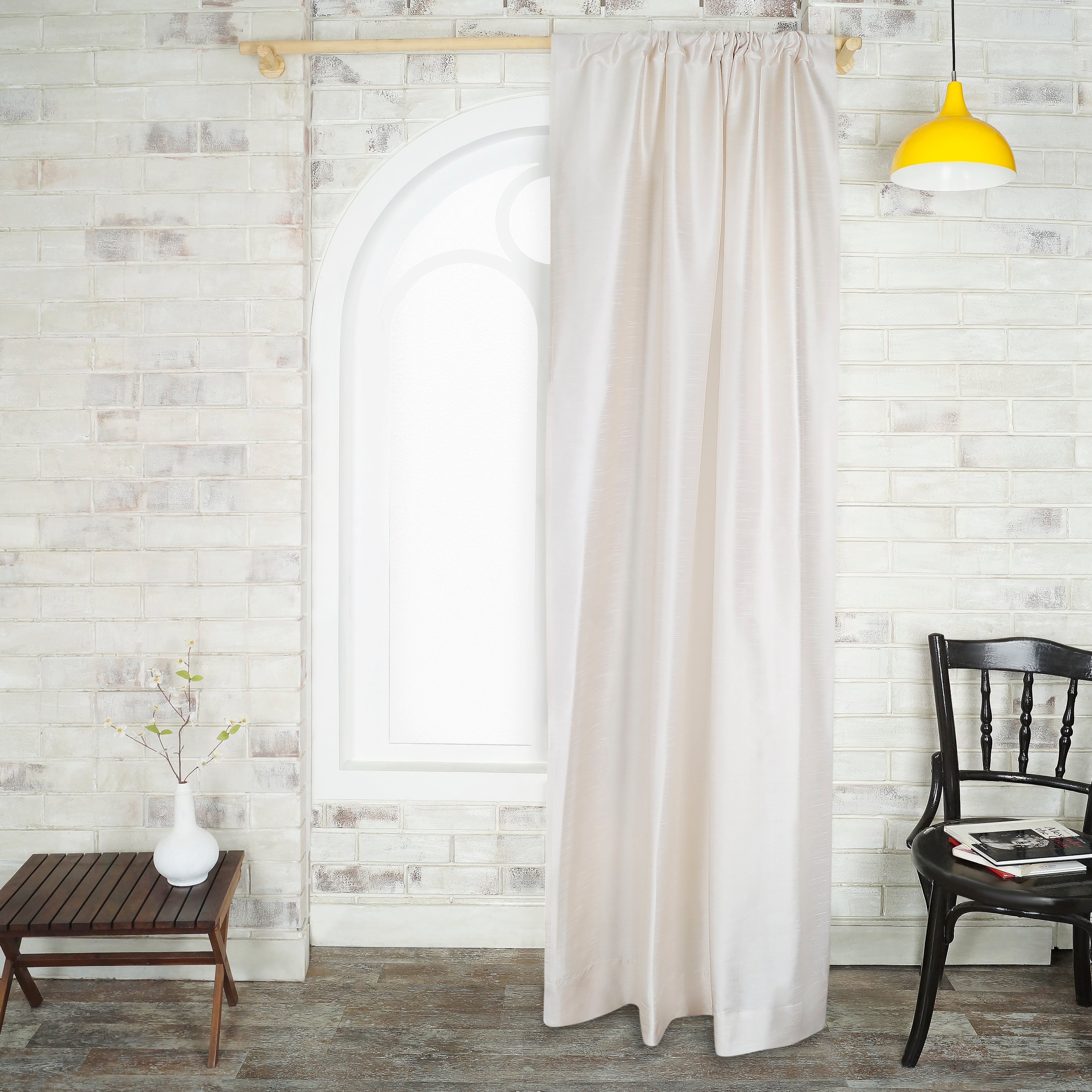 Ivory Beige Vegan Silk Curtain