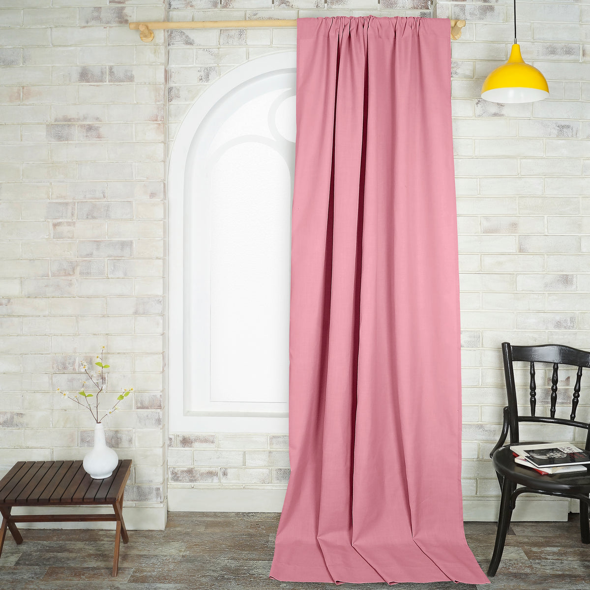 Dusty Pink Faux Linen Curtain