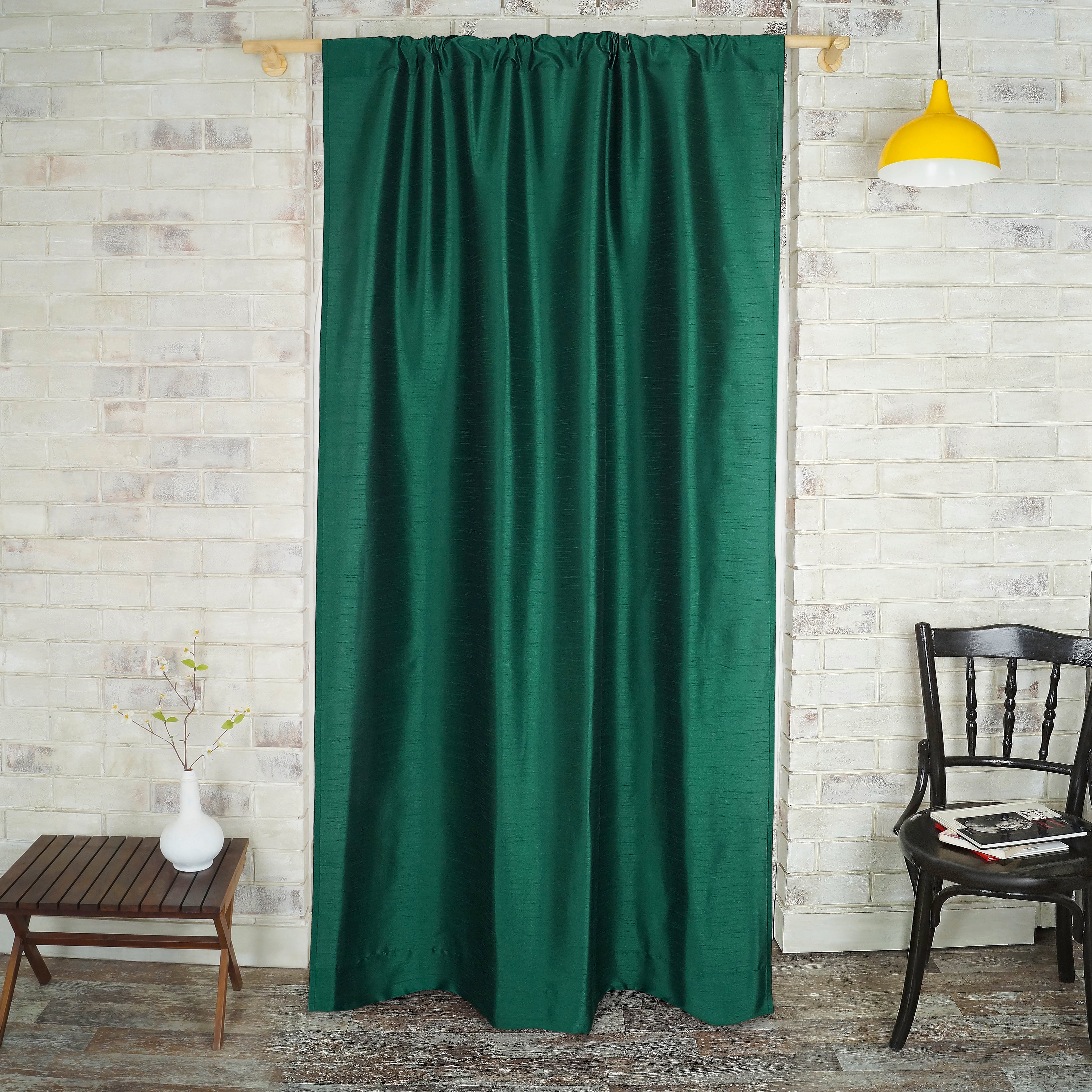 Emerald Green Vegan Silk Curtain