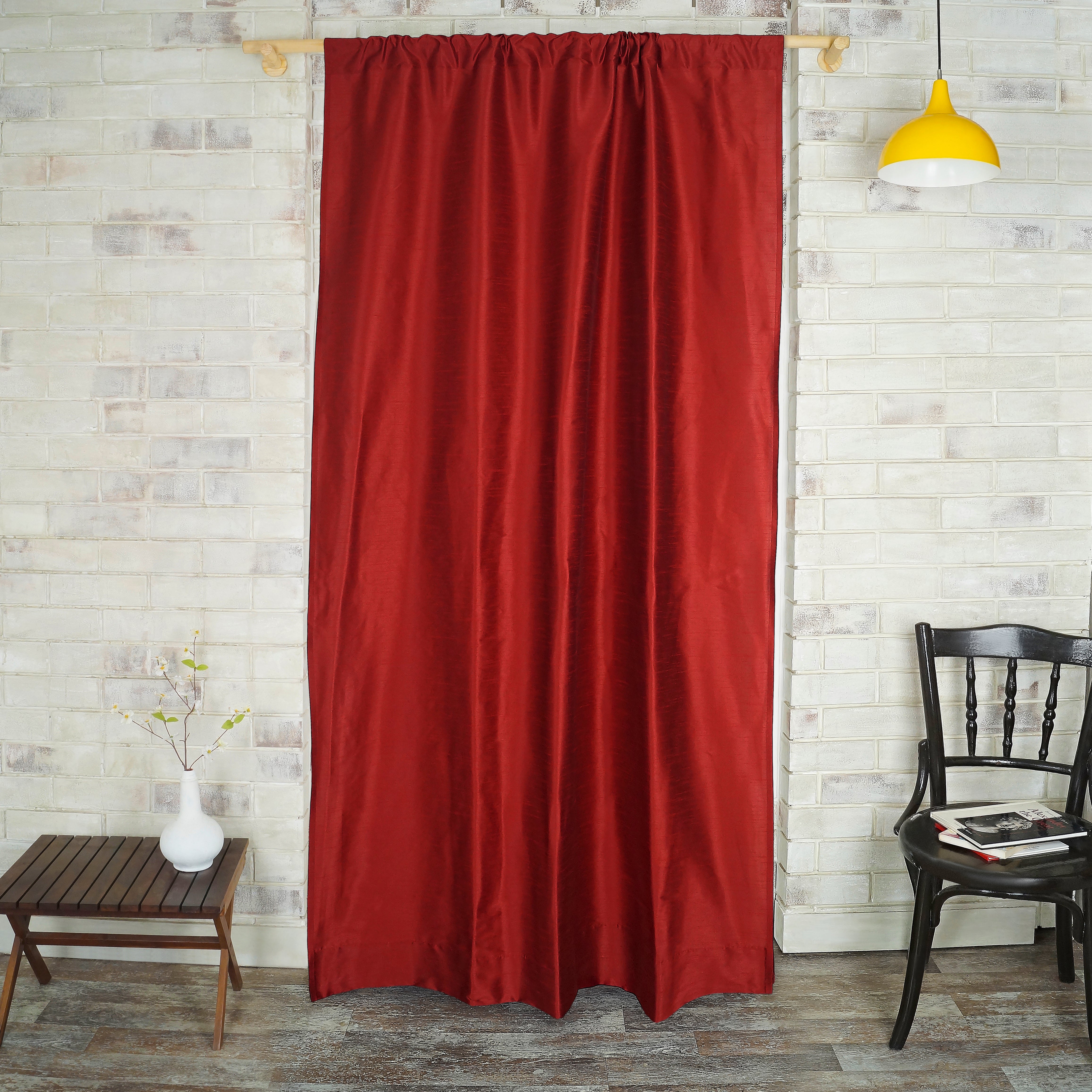 Red Vegan Silk Curtain