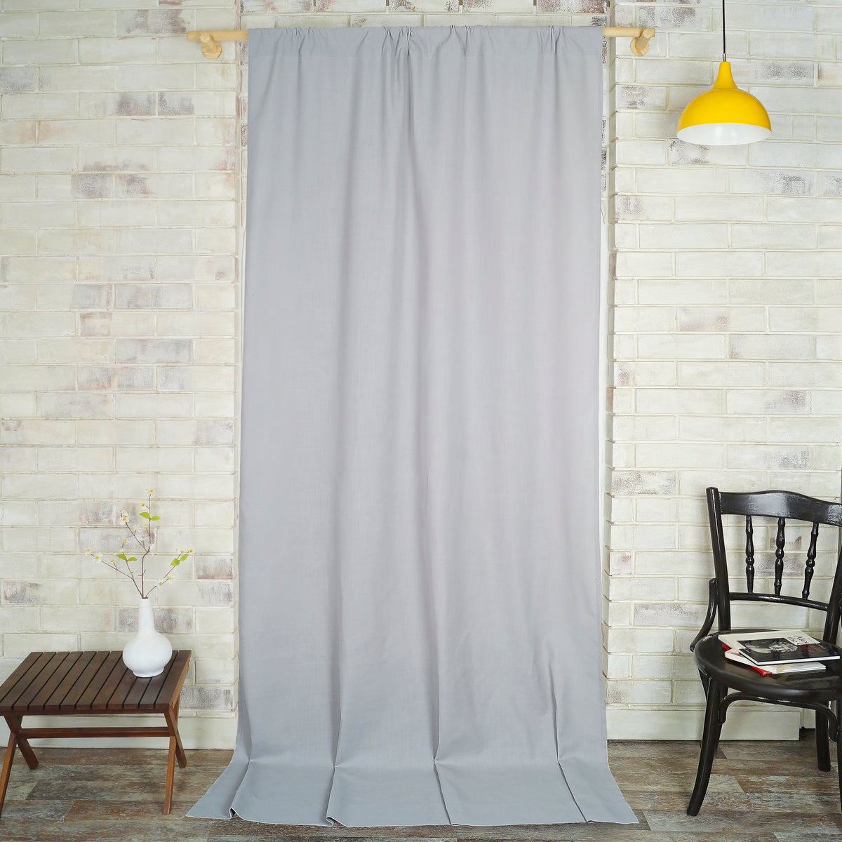 Light Grey Faux Linen Curtain