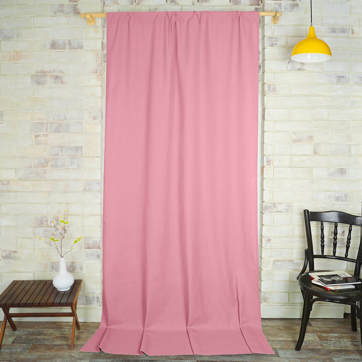 Dusty Pink Faux Linen Curtain