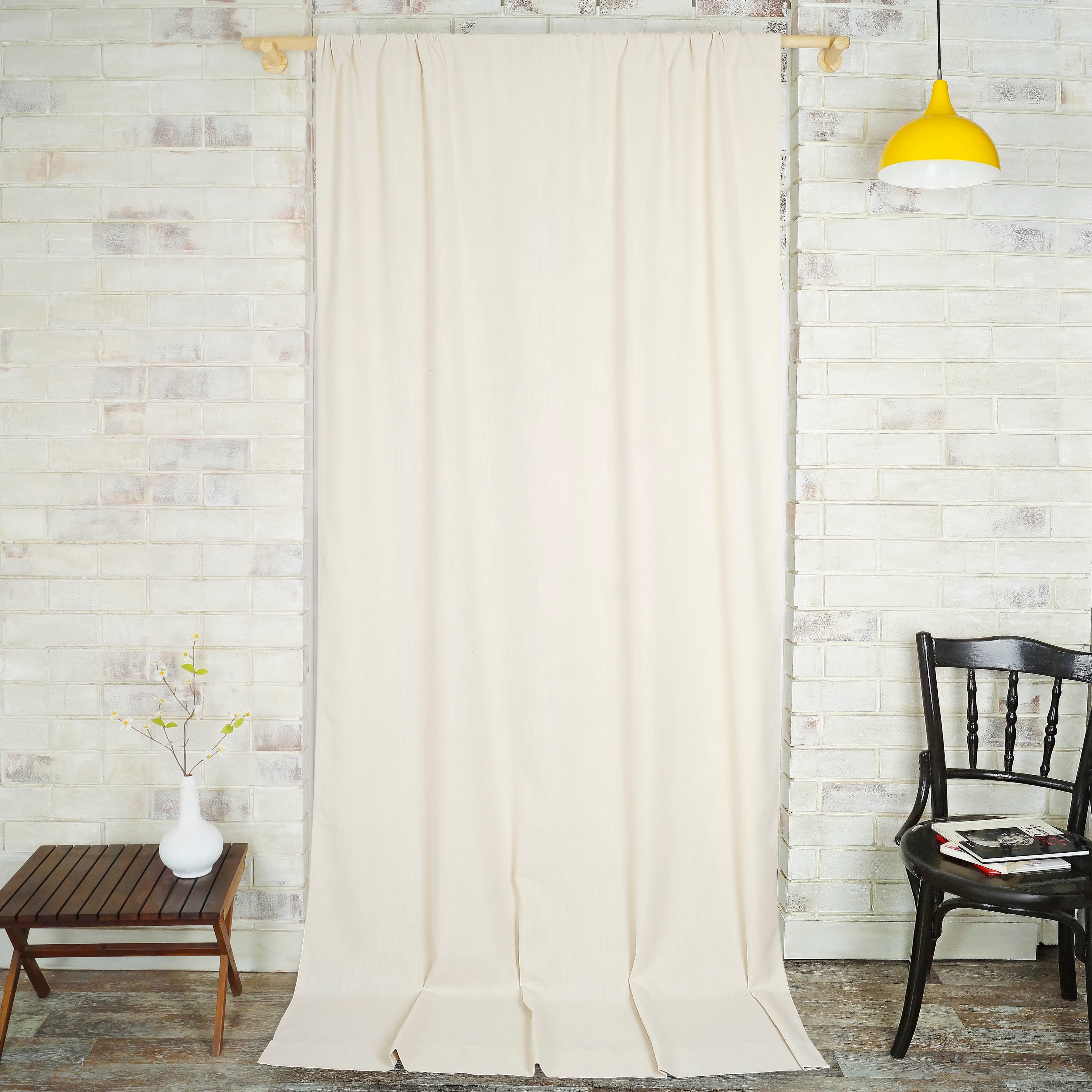 Ivory Faux Linen Curtain