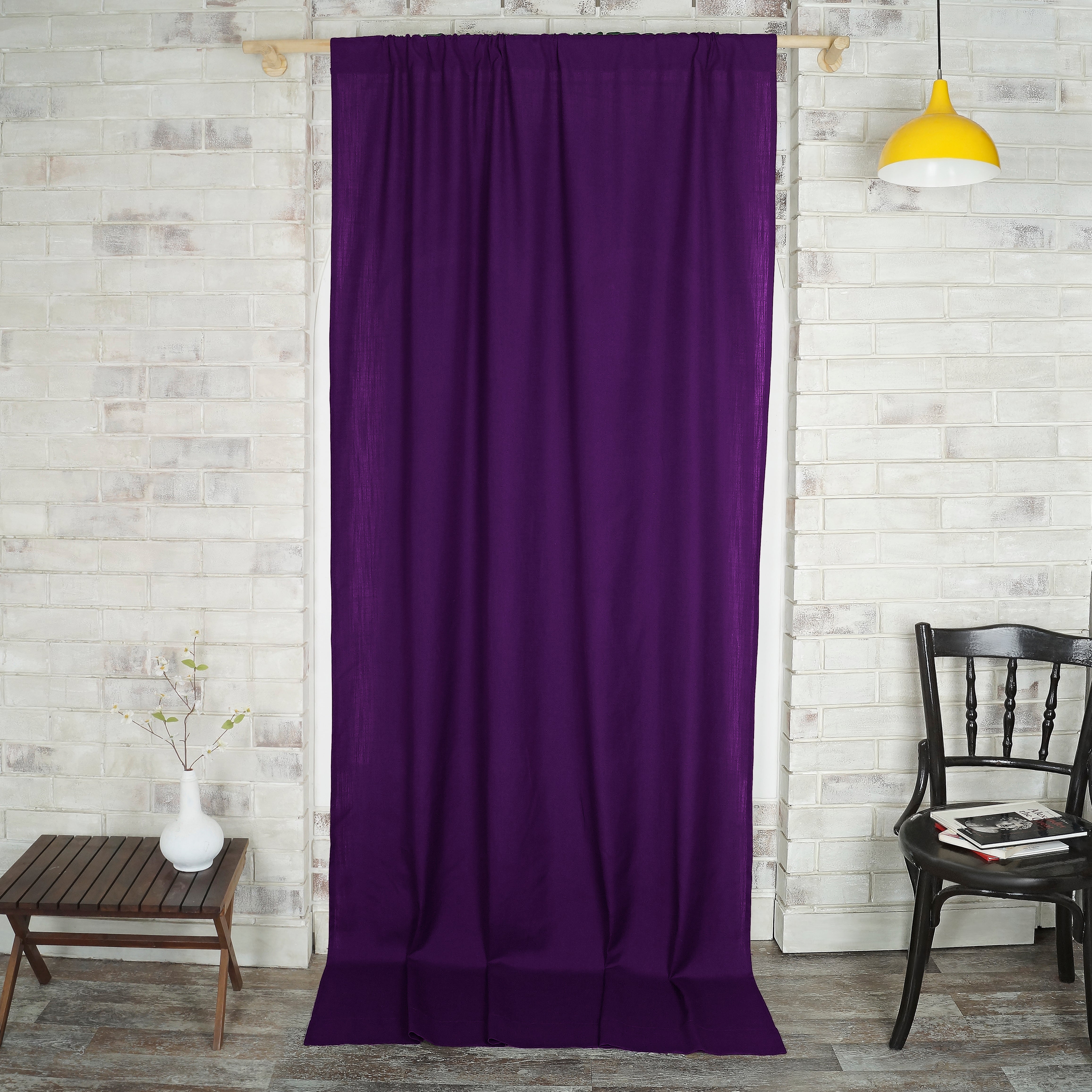 Purple Faux Linen Curtain