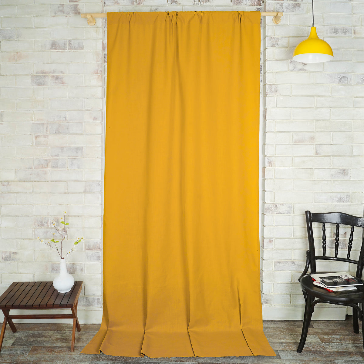 Mustard Faux Linen Curtain