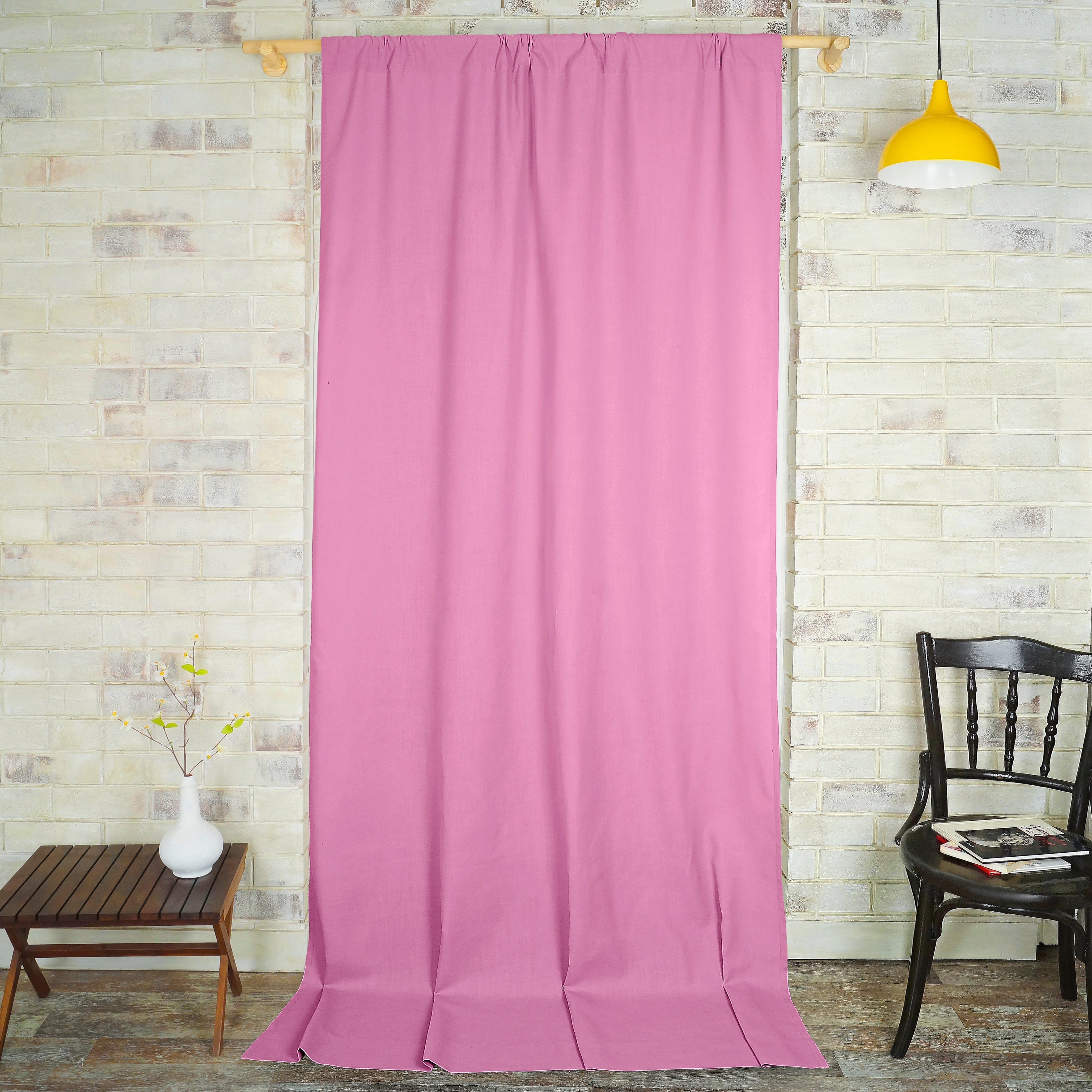 Bubblegum Pink Faux Linen Curtain