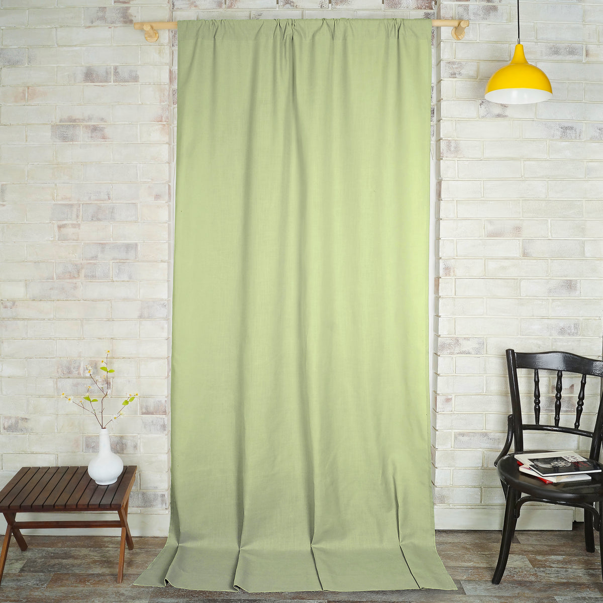 Sage Green Faux Linen Curtain