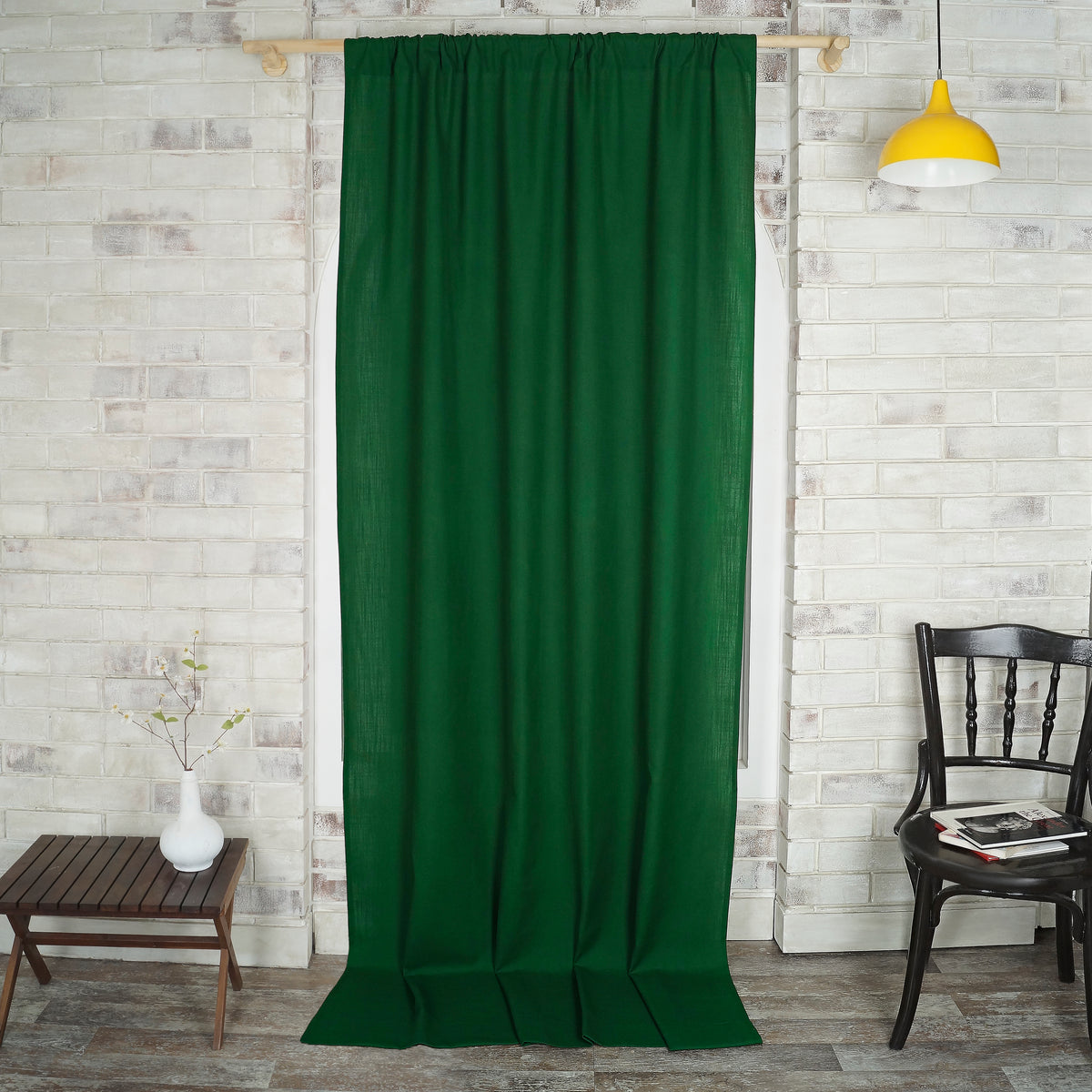 Eden Green Faux Linen Curtain