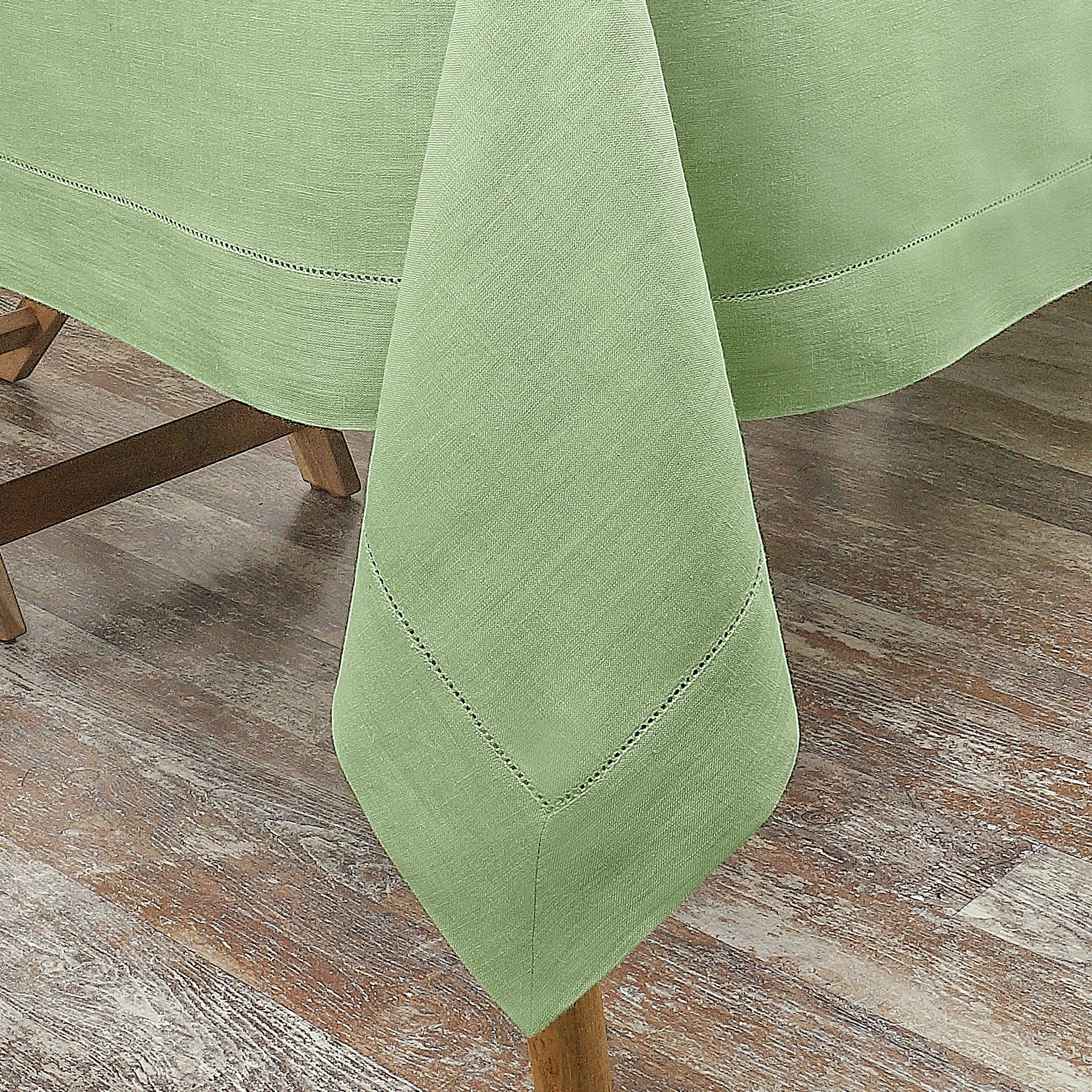 Sage Green Linen Tablecloth, Hemstitch