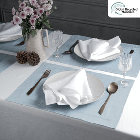 Silver Blue Recycled Polyester Luxurious Silk Look Placemats