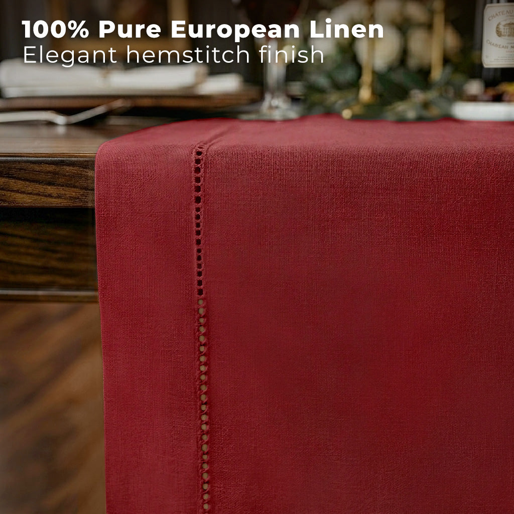 Signature Linen™ Red Table Runner - Hemstitch