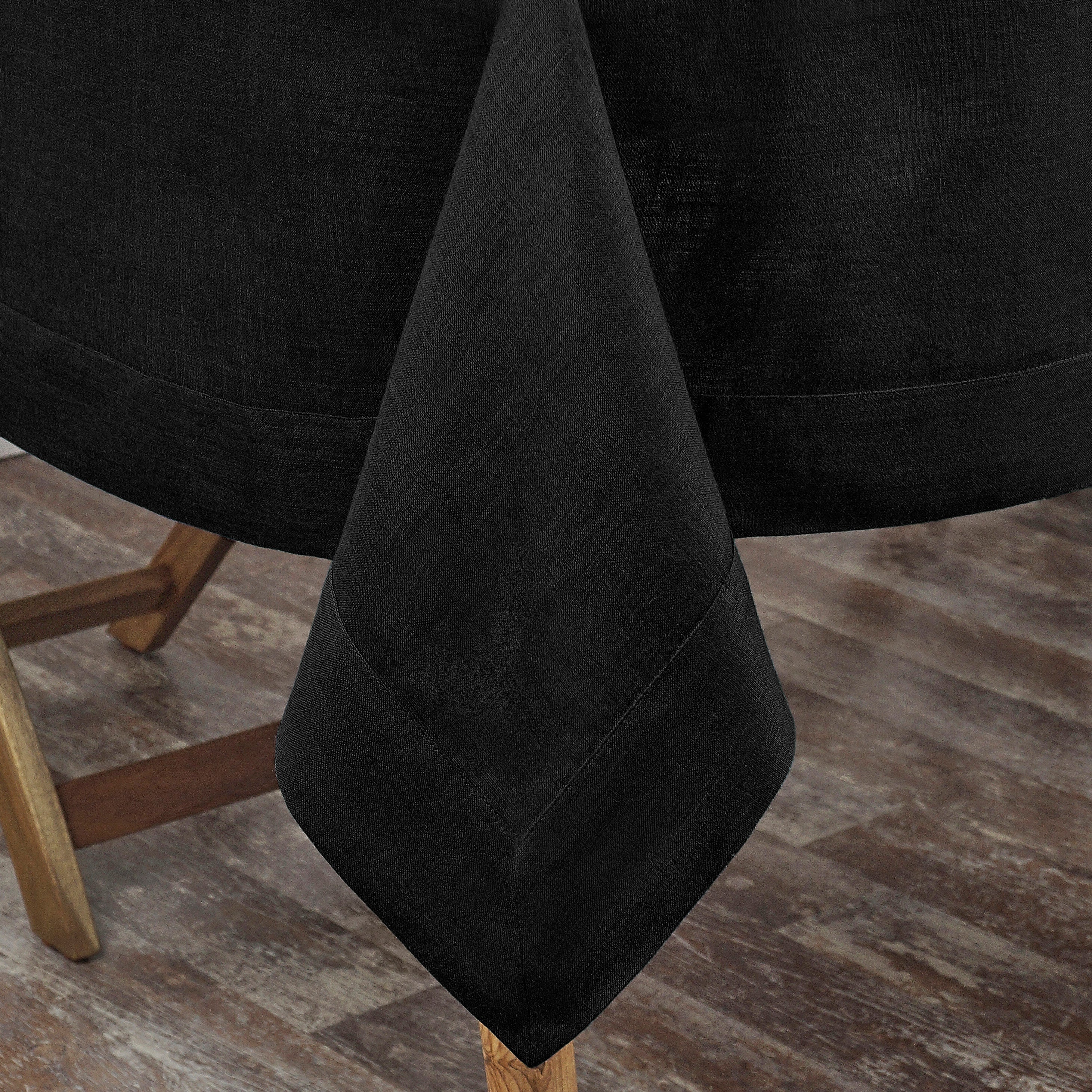 Black Linen Tablecloth, Hemmed