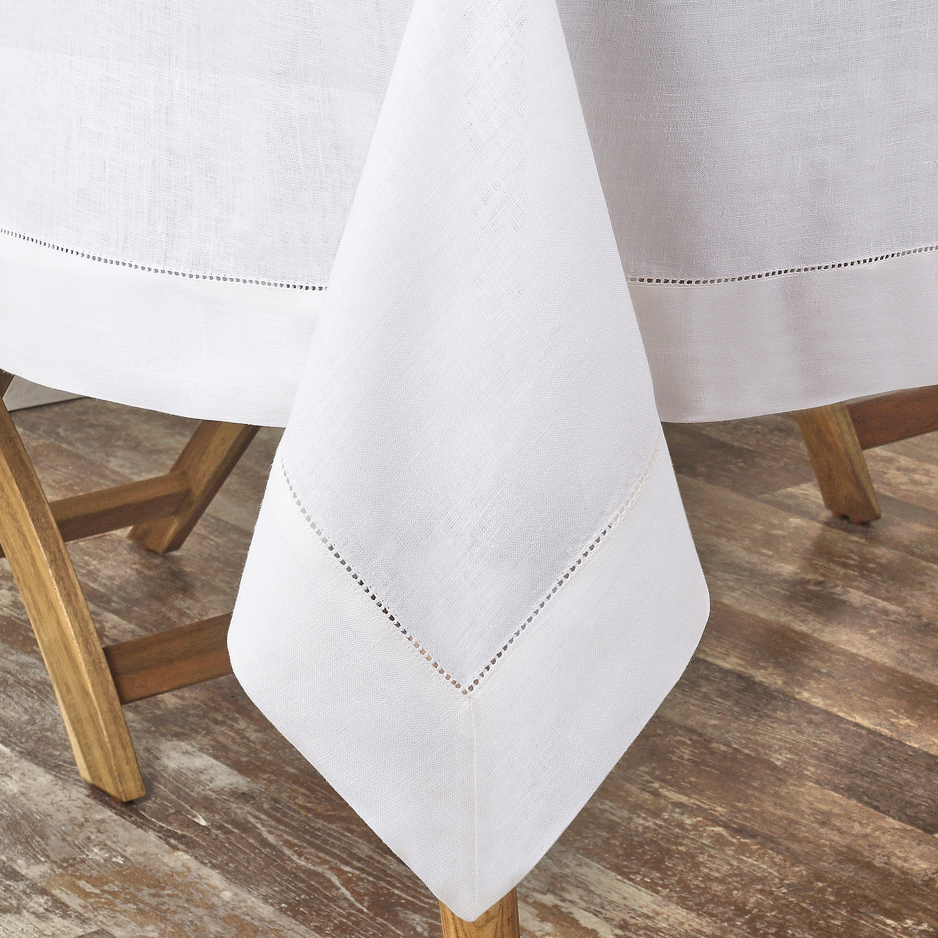 White Linen Tablecloth, Hemstitch