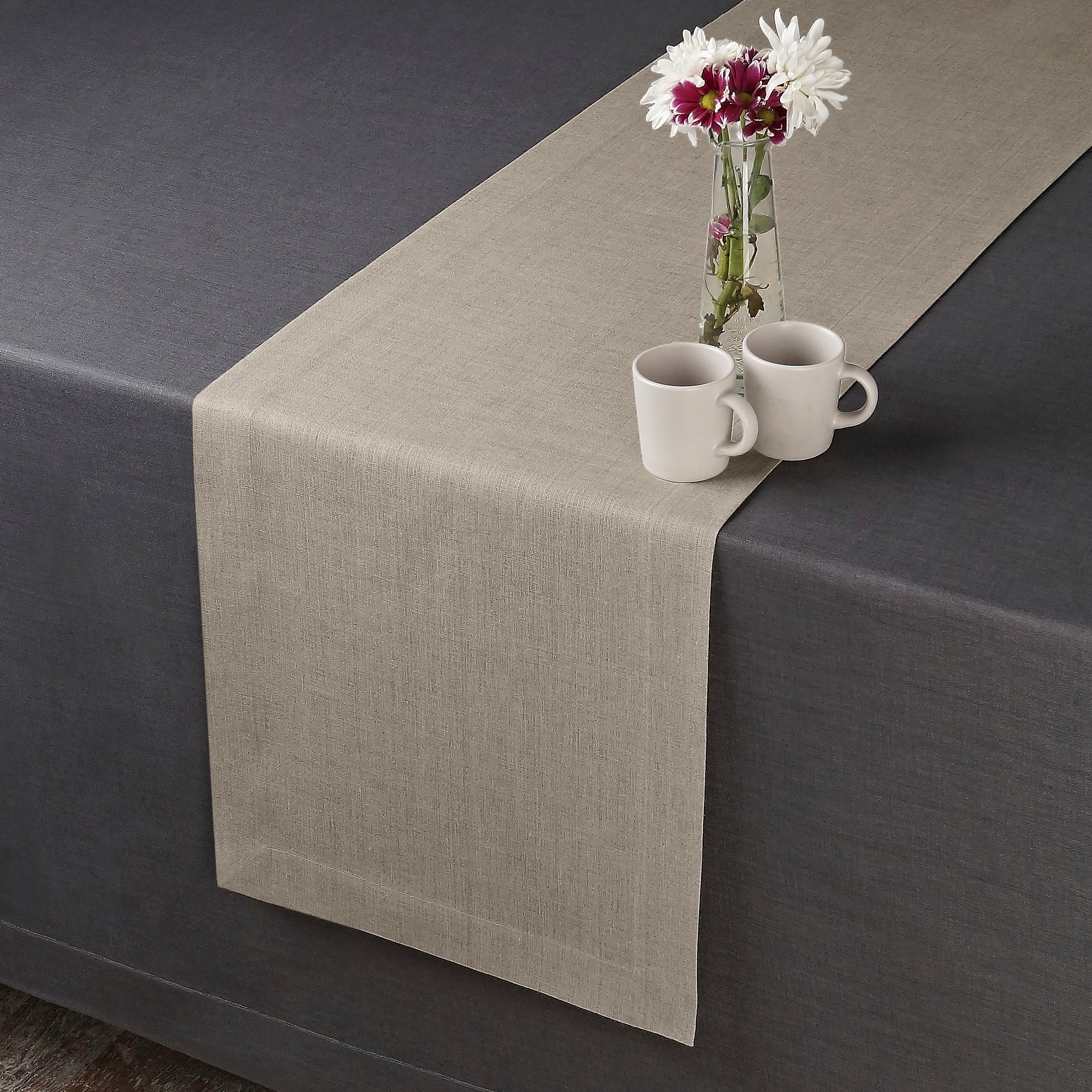 Natural Linen Table Runner, Hemmed