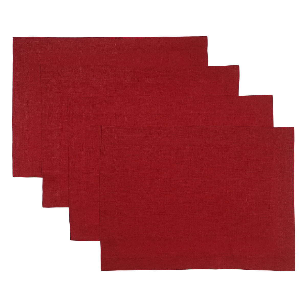 Red Linen Placemats 14 x 19 Inch Set of 4 - Hemmed