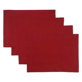 Red Linen Placemats, Hemmed, 14 x 19 inch, 4 pcs