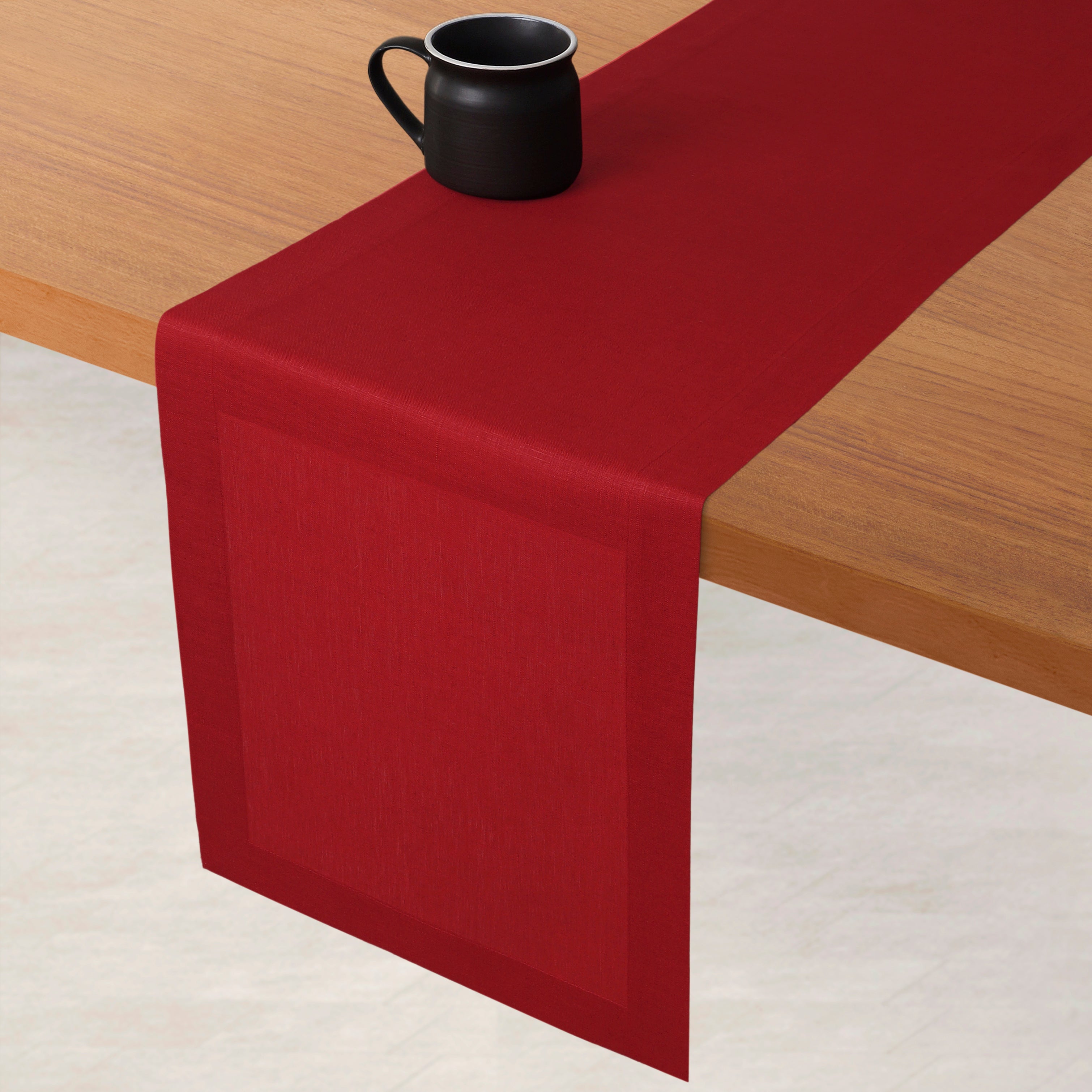 Red Linen Table Runner, Hemmed