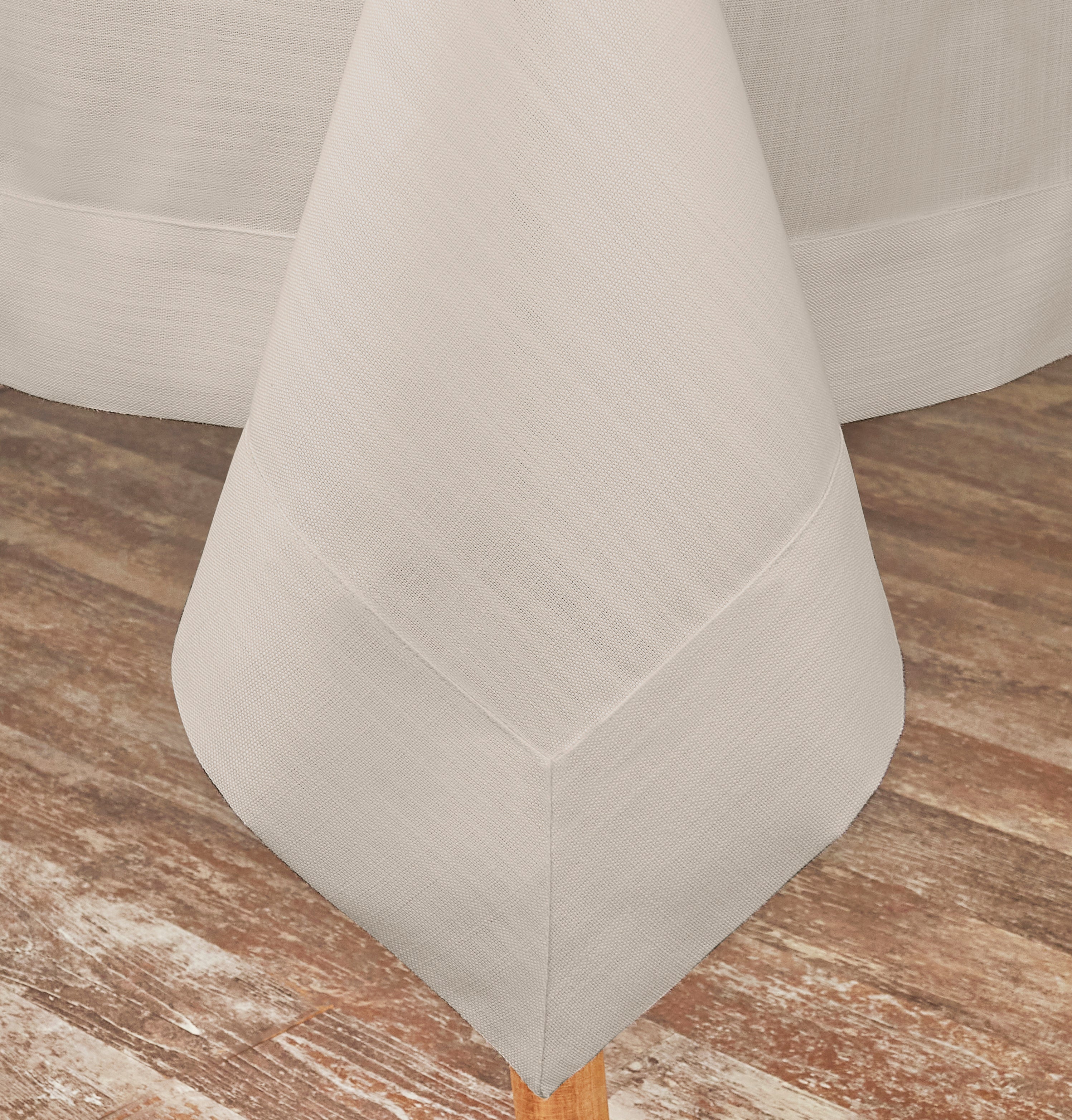 Natural Tablecloth, Faux Linen, Mitered Corner