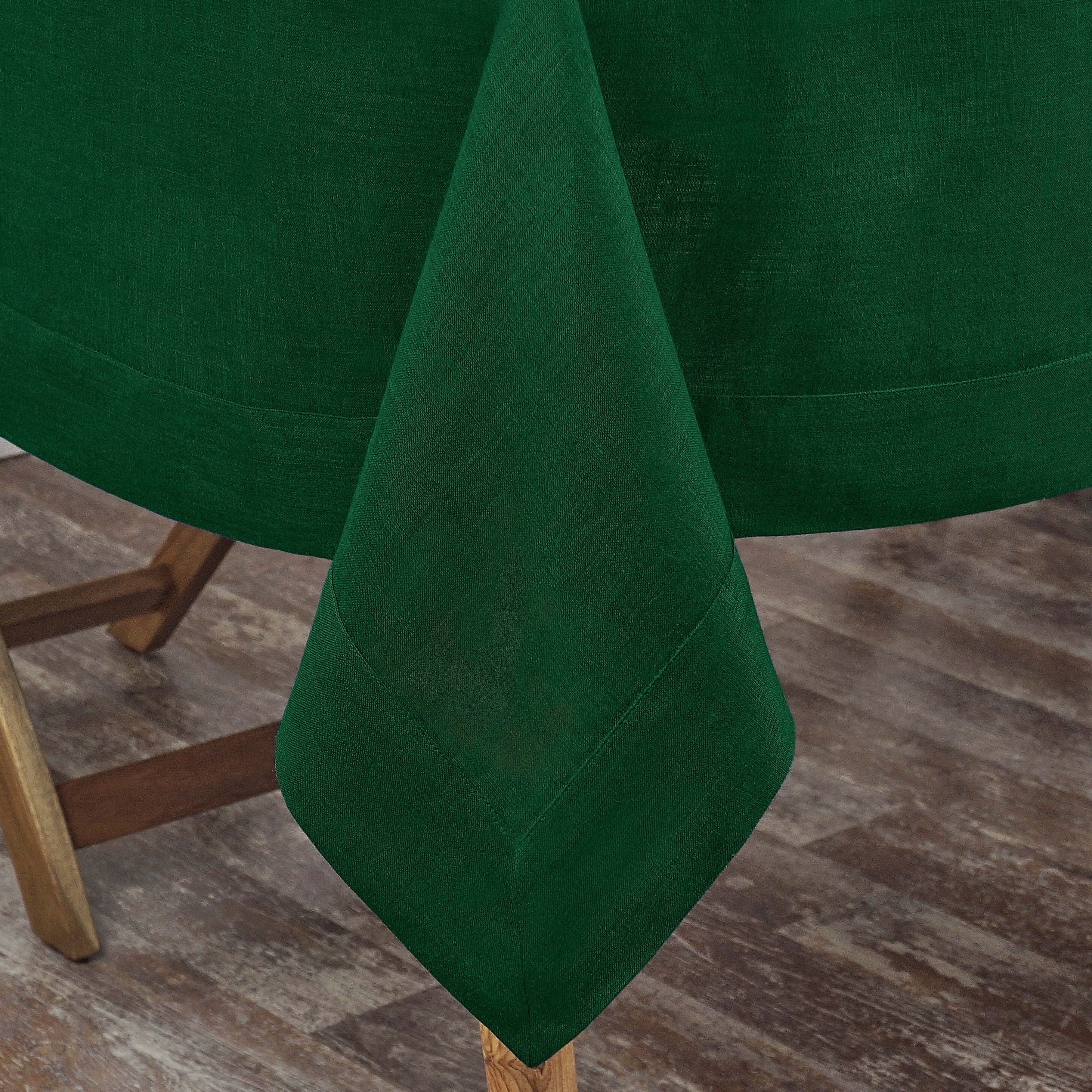 Eden Green Linen Tablecloth, Hemstitch