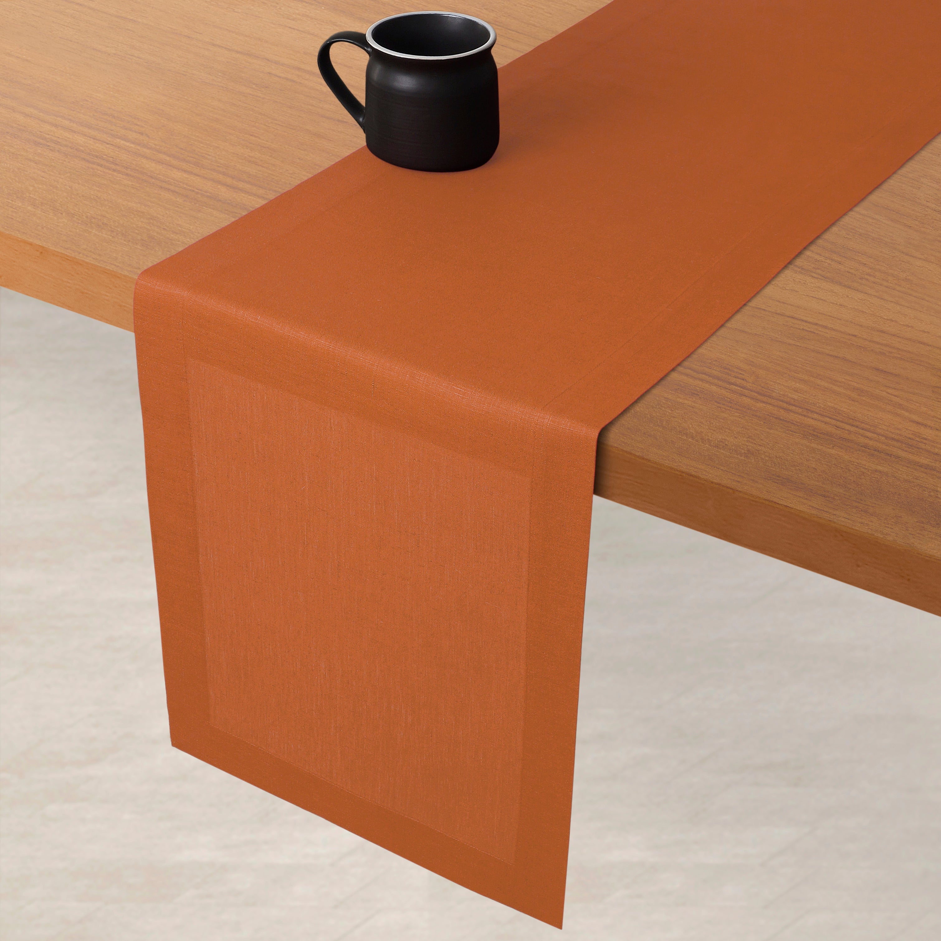 Rust Linen Table Runner, Hemmed