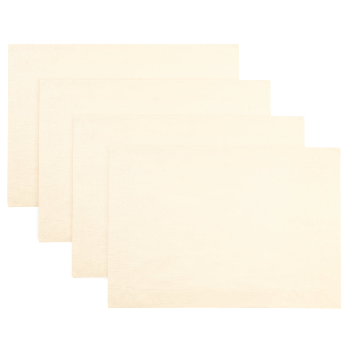 Vanilla Cream Linen Placemats 14 x 19 Inch Set of 4 - Hemmed