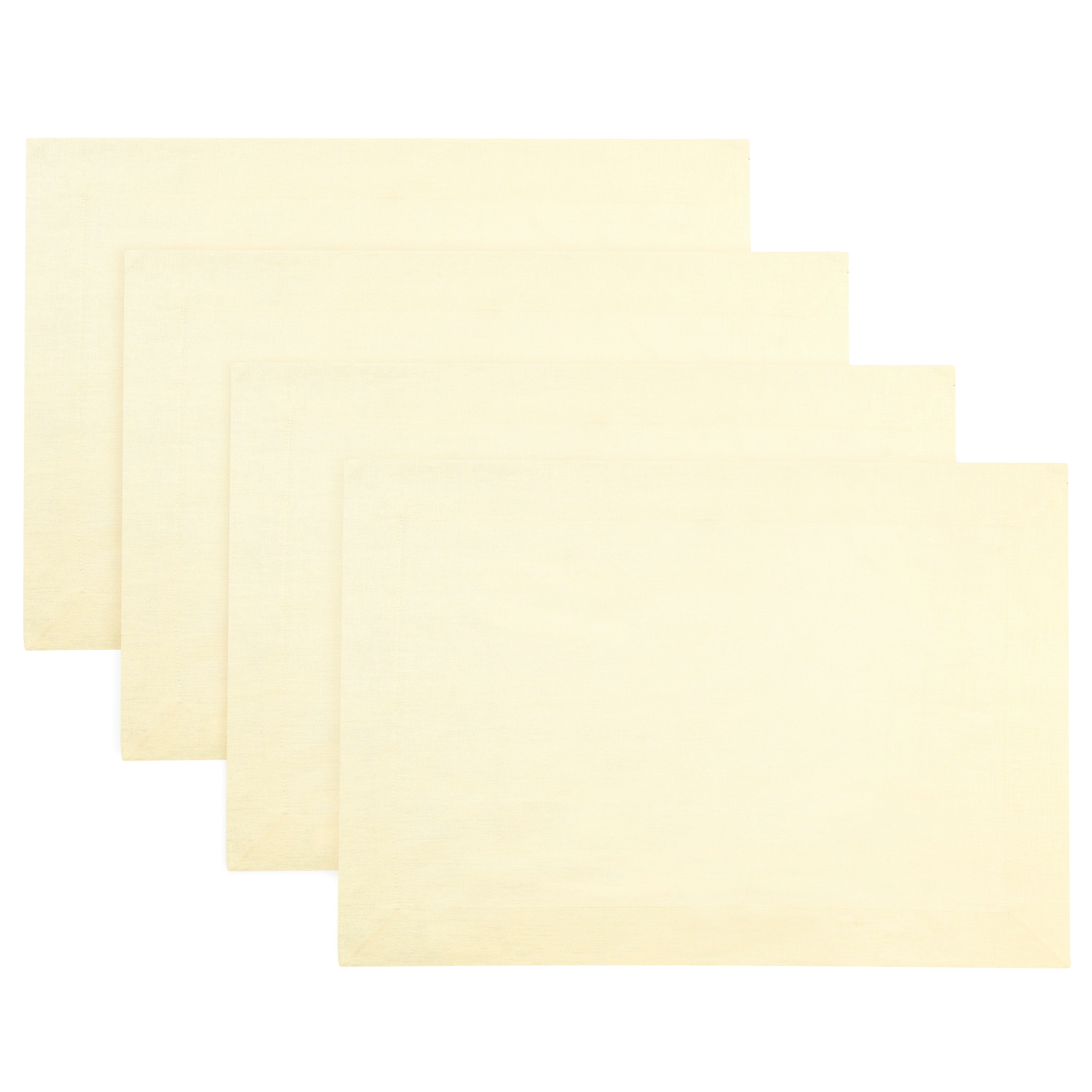 Cream Linen Placemats, Hemmed, 14 x 19 inch, 4 pcs