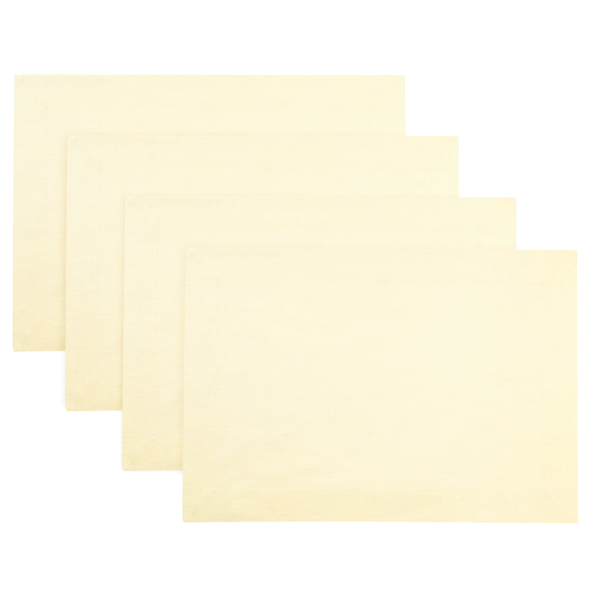 Cream Linen Placemats  14 x 19 Inch Set of 4 - Hemmed