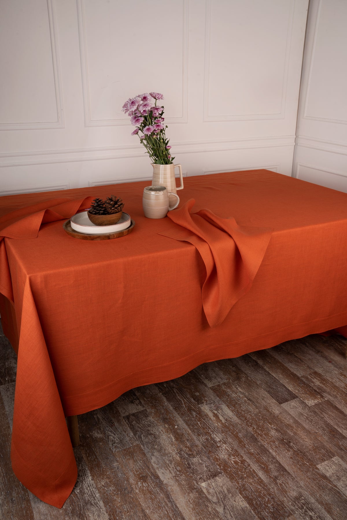 Rust Linen Tablecloth - Hemmed