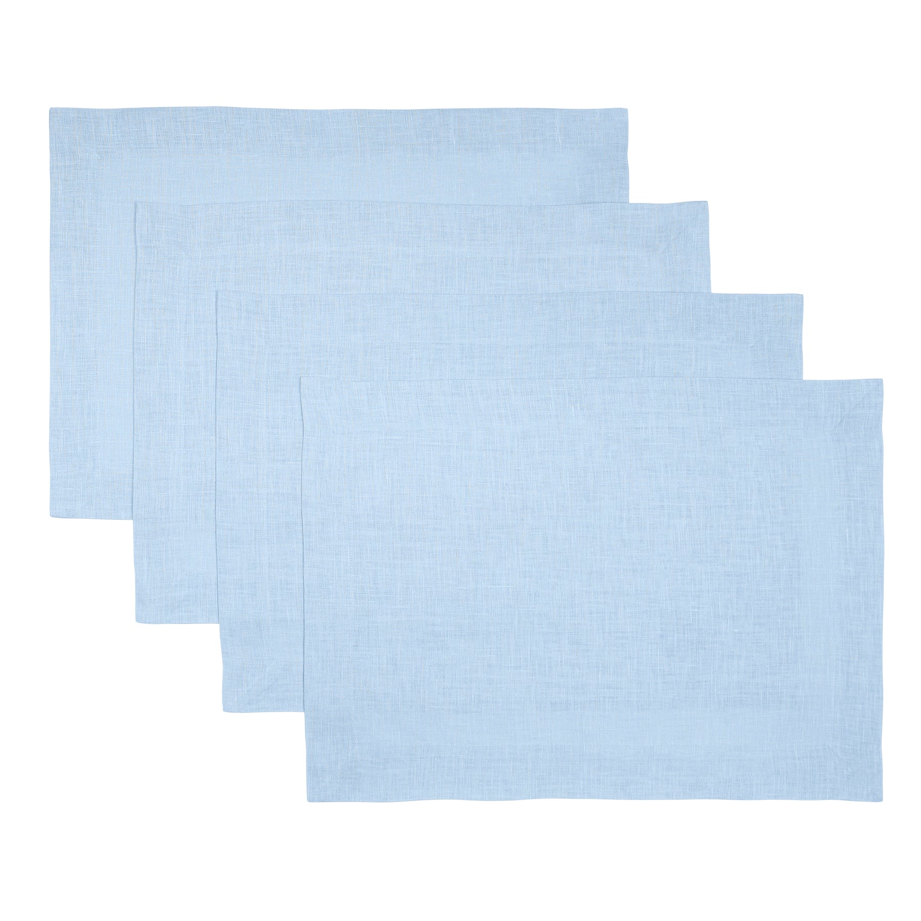 Powder Blue Linen Placemats 14 x 19 Inch Set of 4 - Hemmed