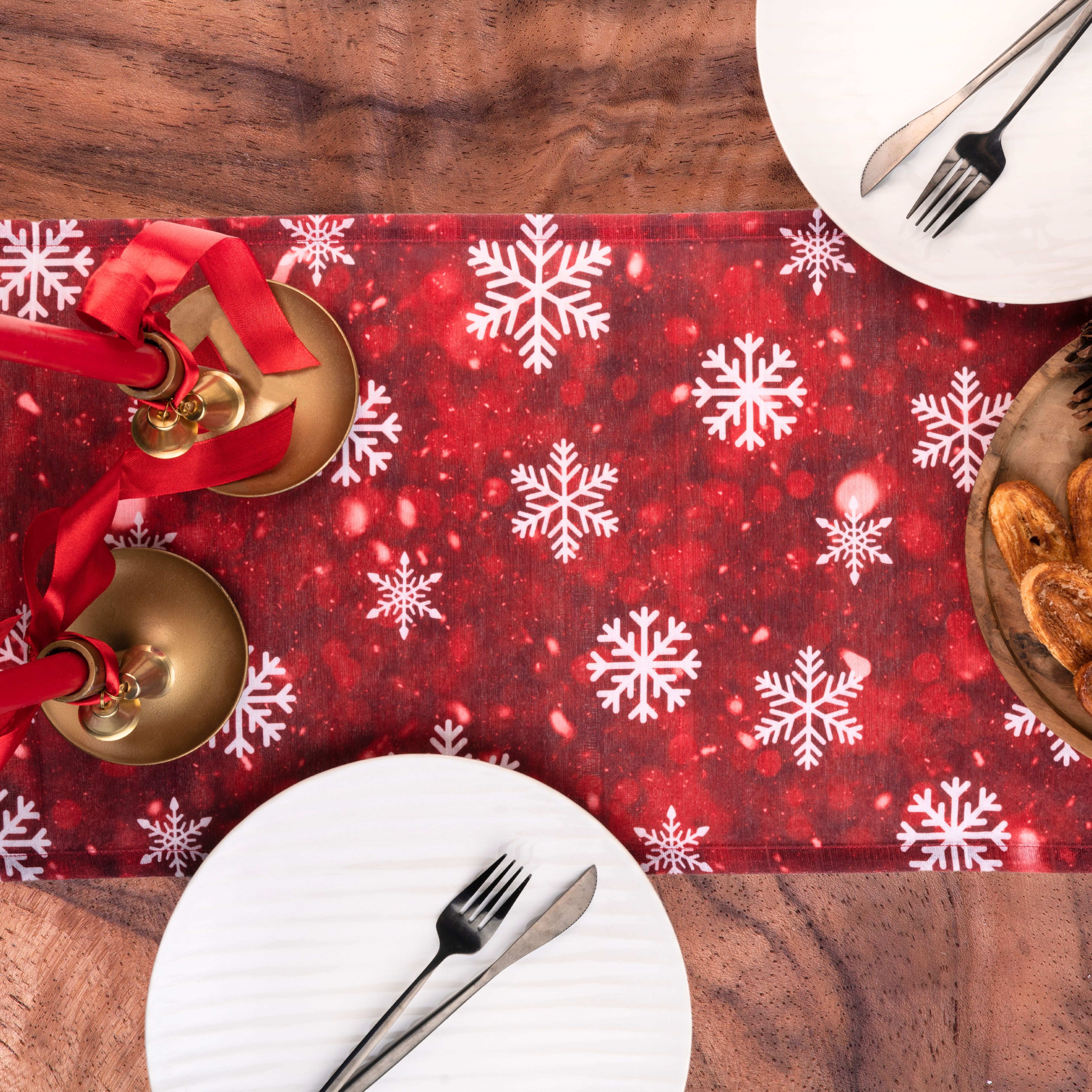 Let It Snow Vegan Silk Table Runner - Christmas Print