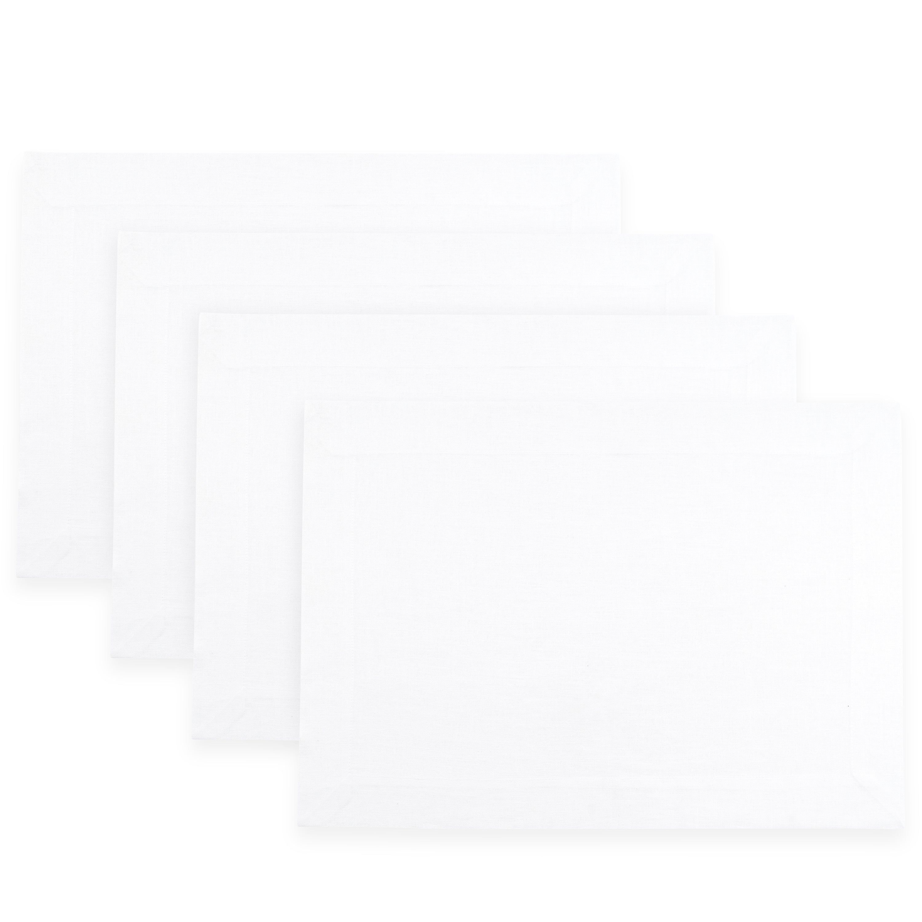 White Linen Placemats, Hemmed, 14 x 19 inch, 4 pcs