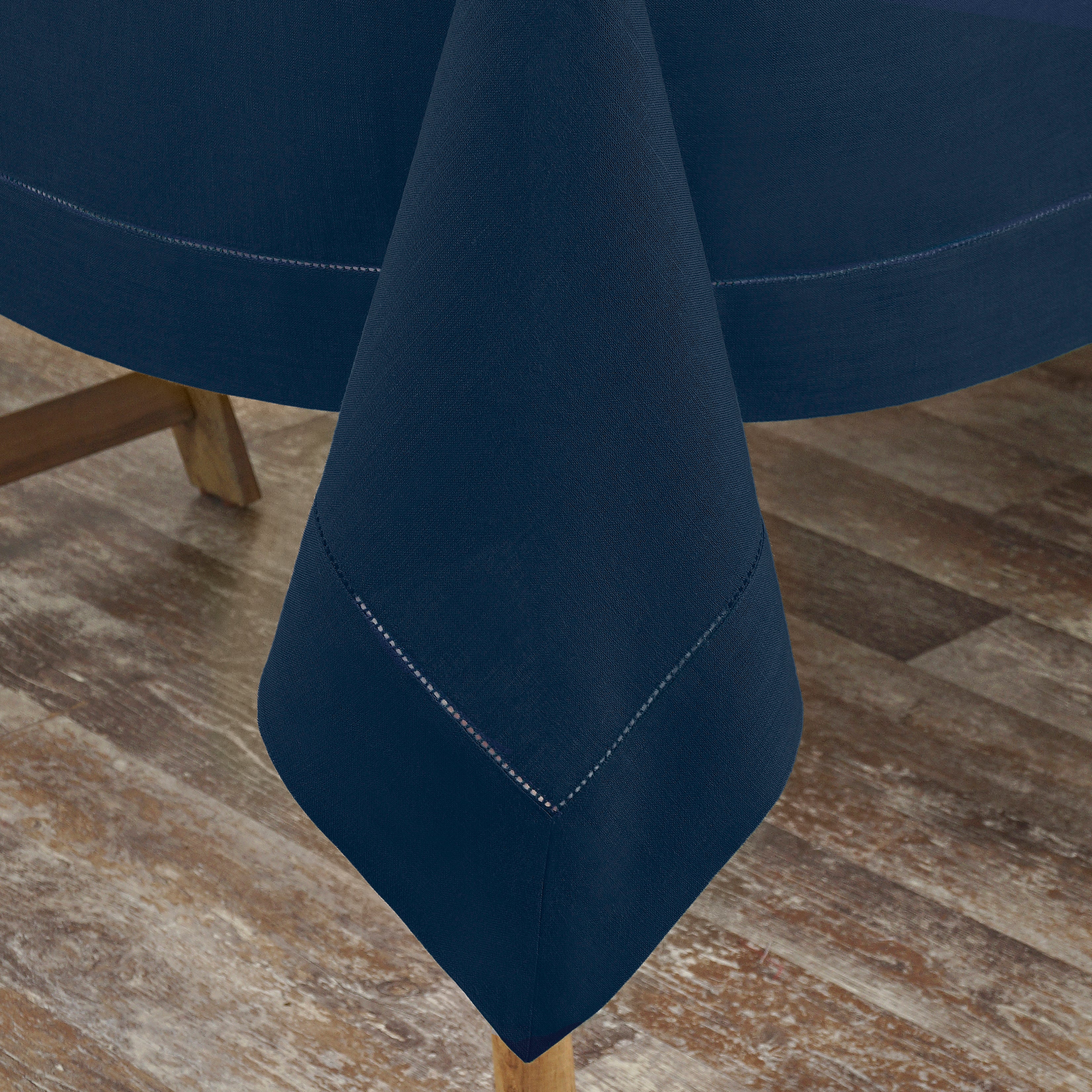 Navy Blue Linen Tablecloth, Hemstitch