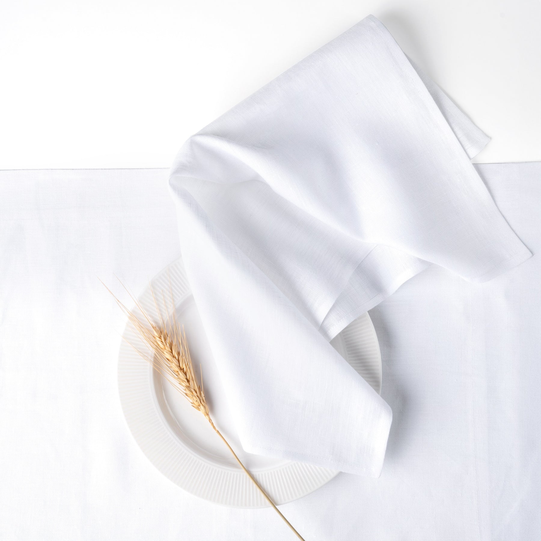 White Linen Dinner Napkins 18 x 18 Inch Set of 4 - Hemmed