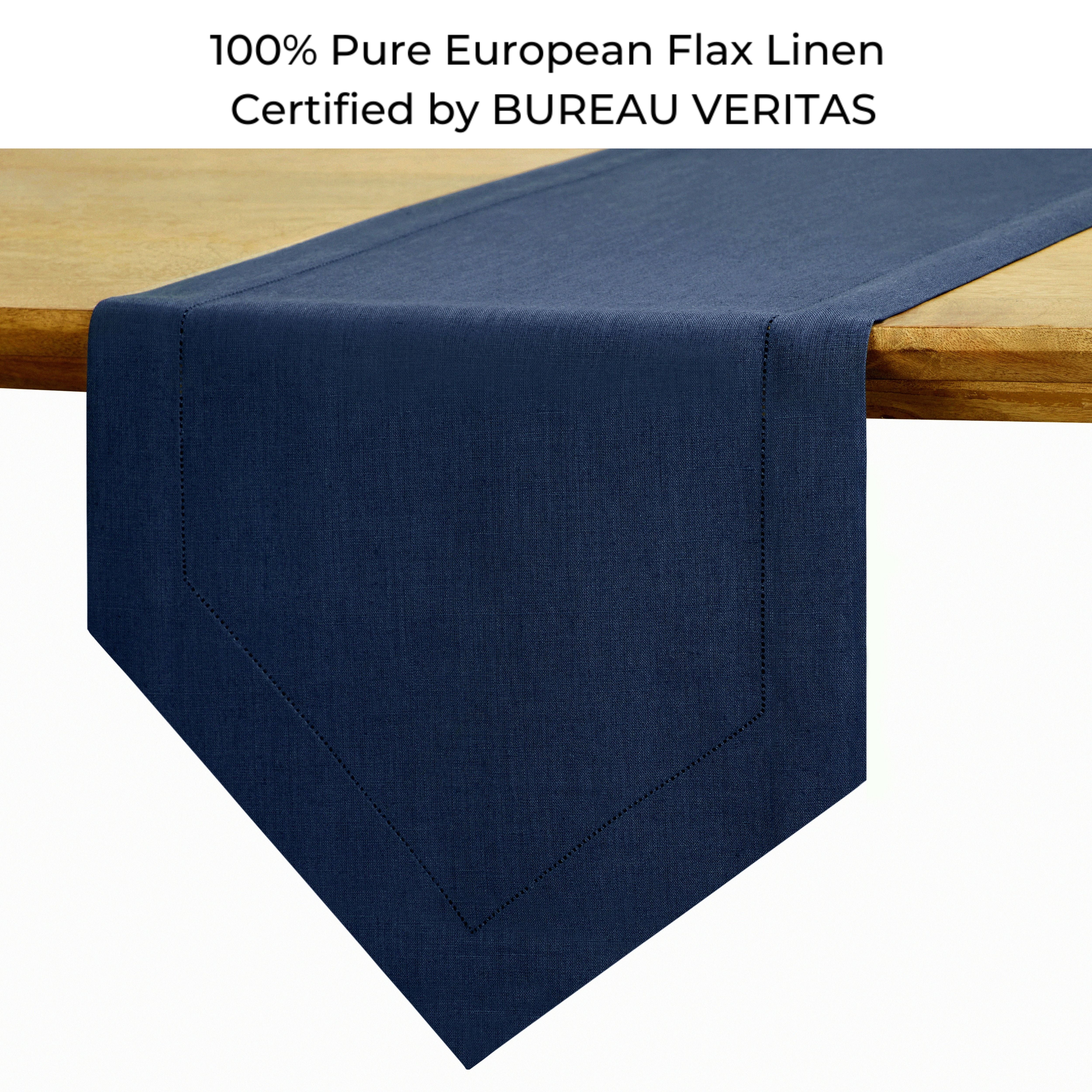 Navy Blue Linen Table Runner, Diamond