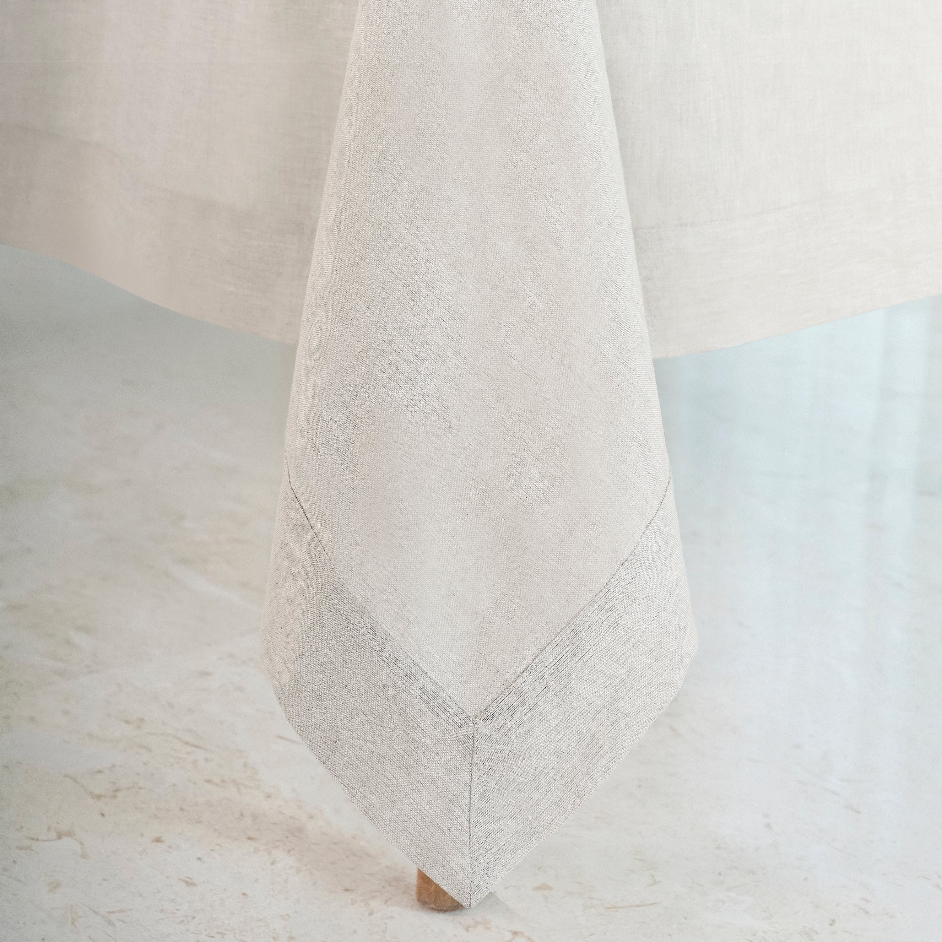 Natural Linen Tablecloth, Hemmed