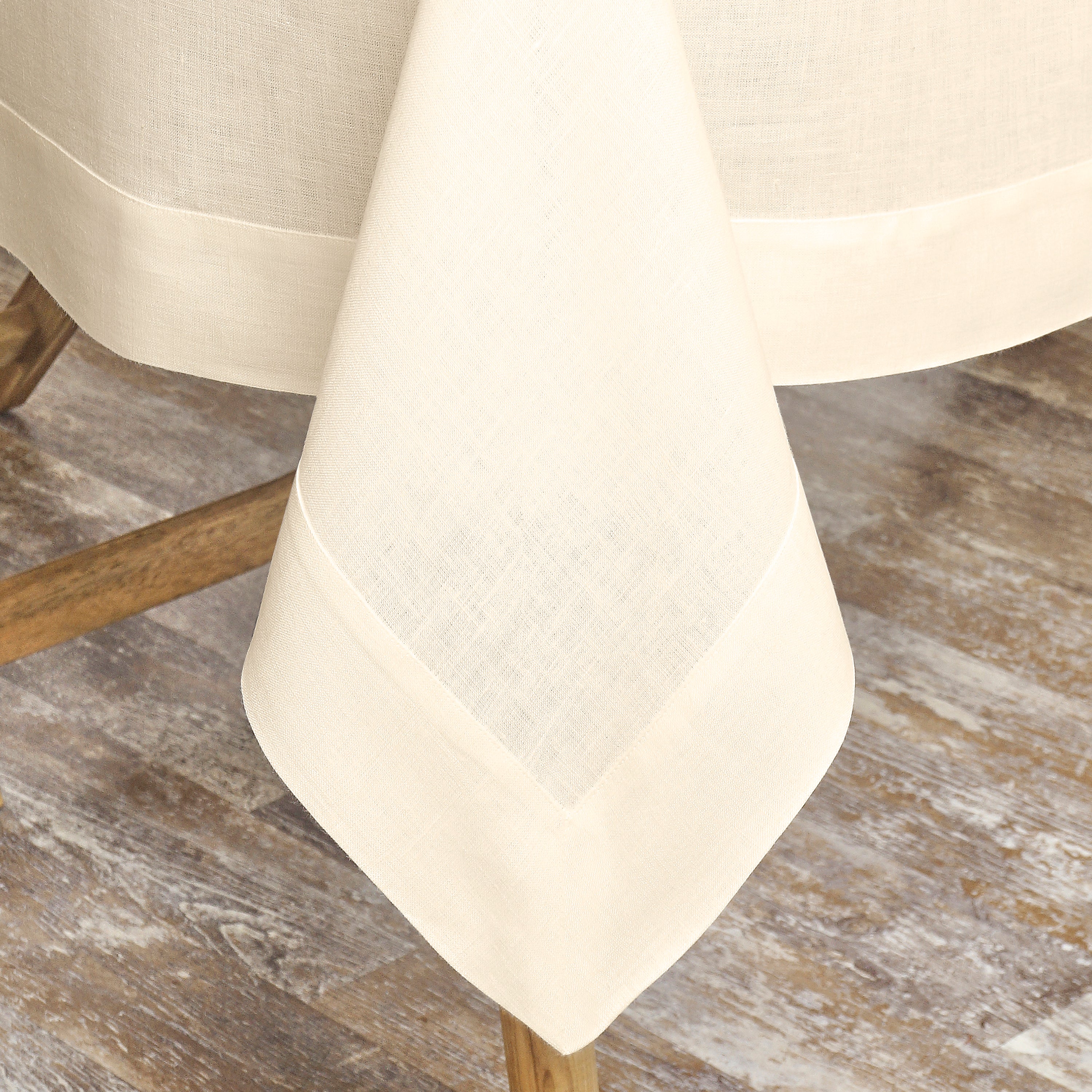 Vanilla Cream Linen Tablecloth - Hemmed