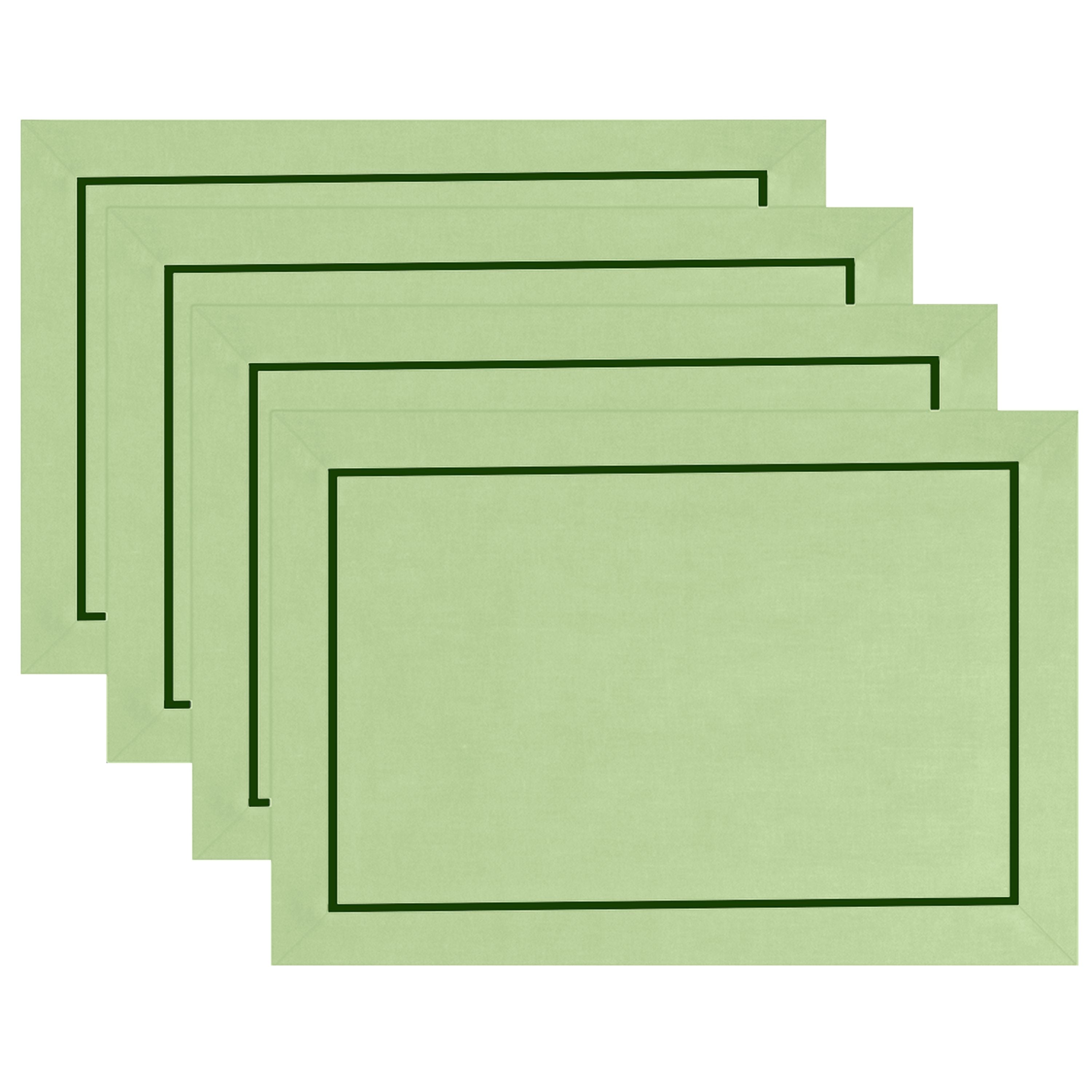 Sage Green and Forest Green Linen Placemats, Reversible, 14 x 19 inch, 4 pcs