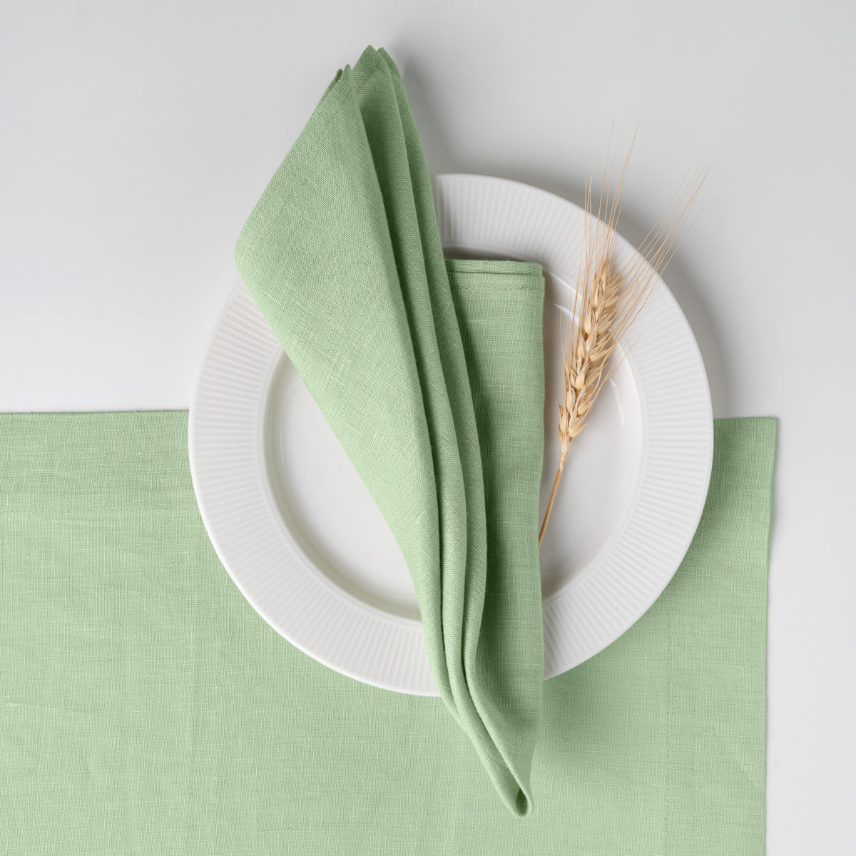 Sage Green Linen Dinner Napkins 18 x 18 Inch Set of 4 - Hemmed