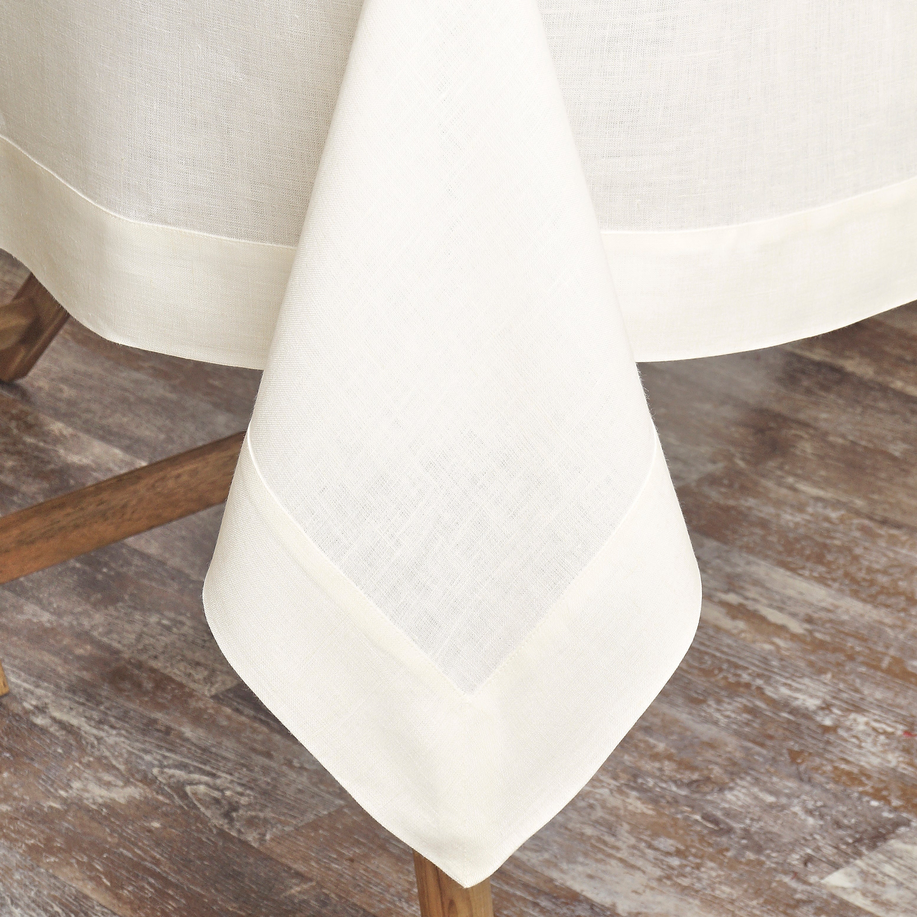 Ivory Linen Tablecloth, Hemmed