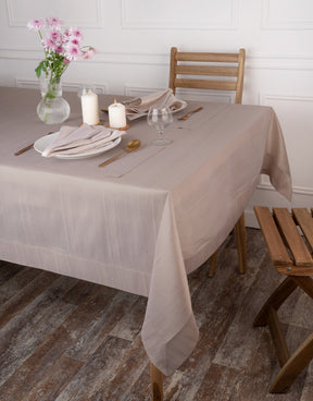 Natural Raw Silk Textured Tablecloth - Mitered Corner