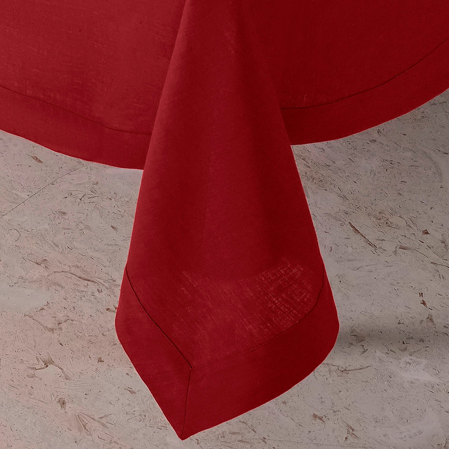 Red Linen Tablecloth, Hemstitch