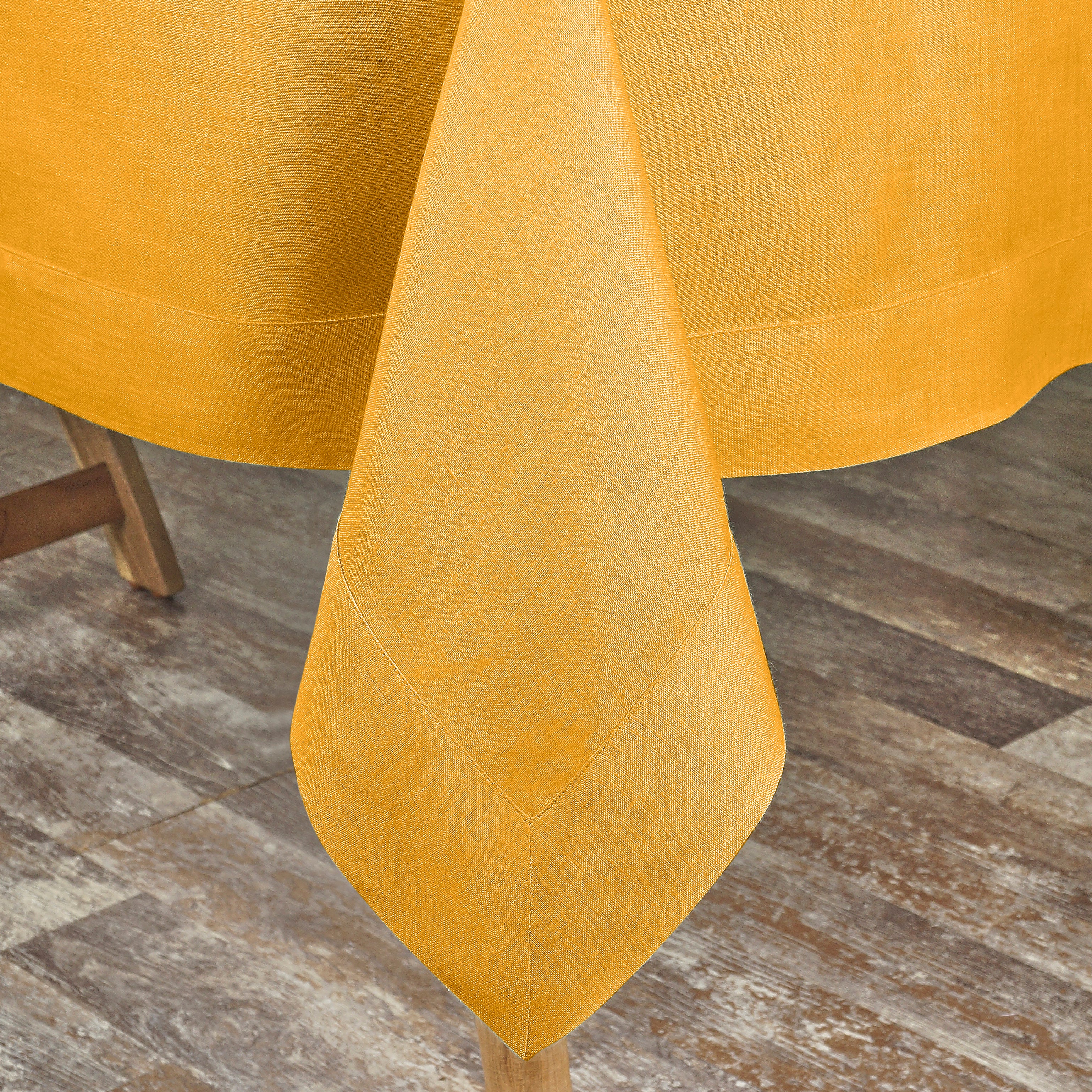 Sunflower Yellow Linen Tablecloth, Hemmed